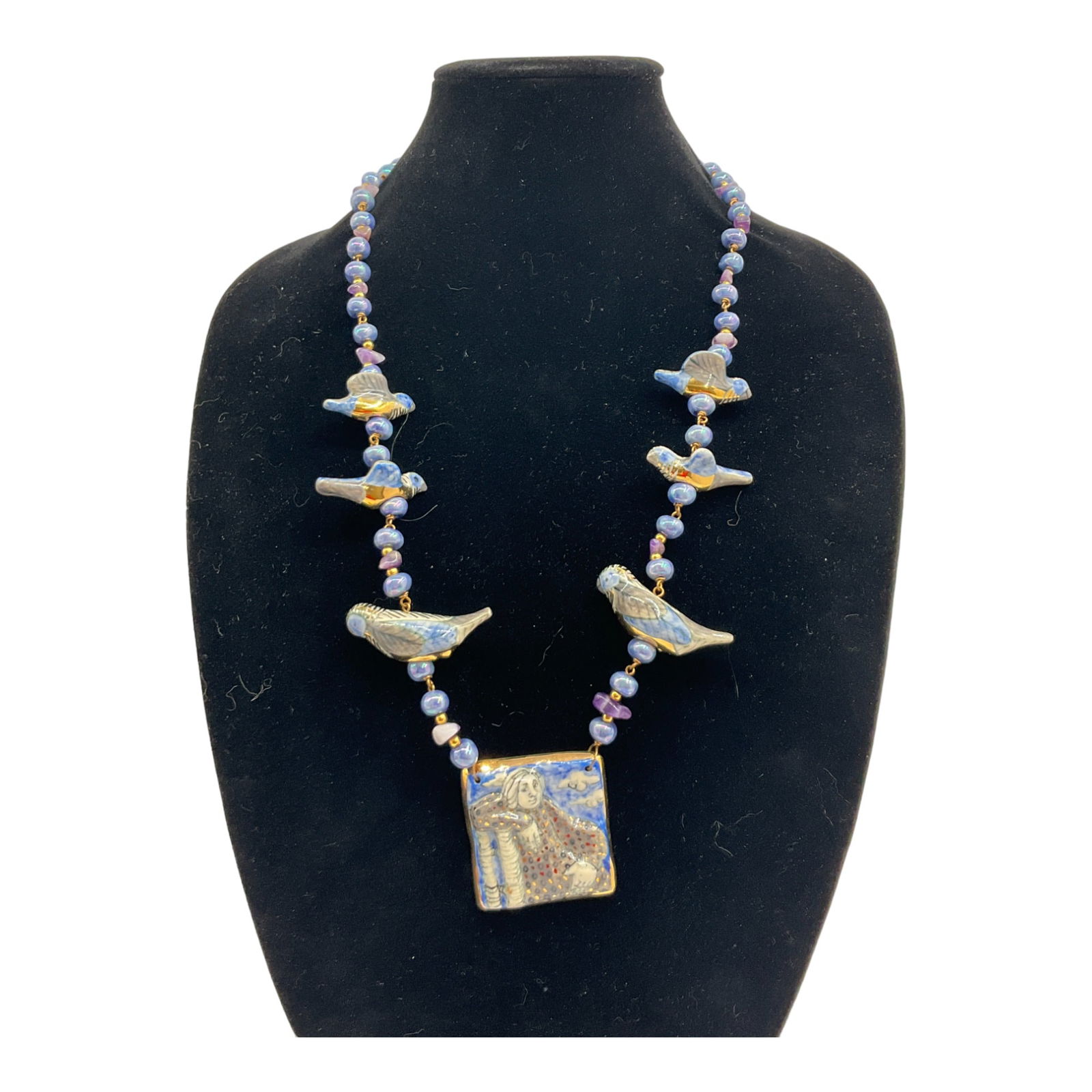 1984 Mary Lou Higgins Ceramic Necklace (1 of 4)