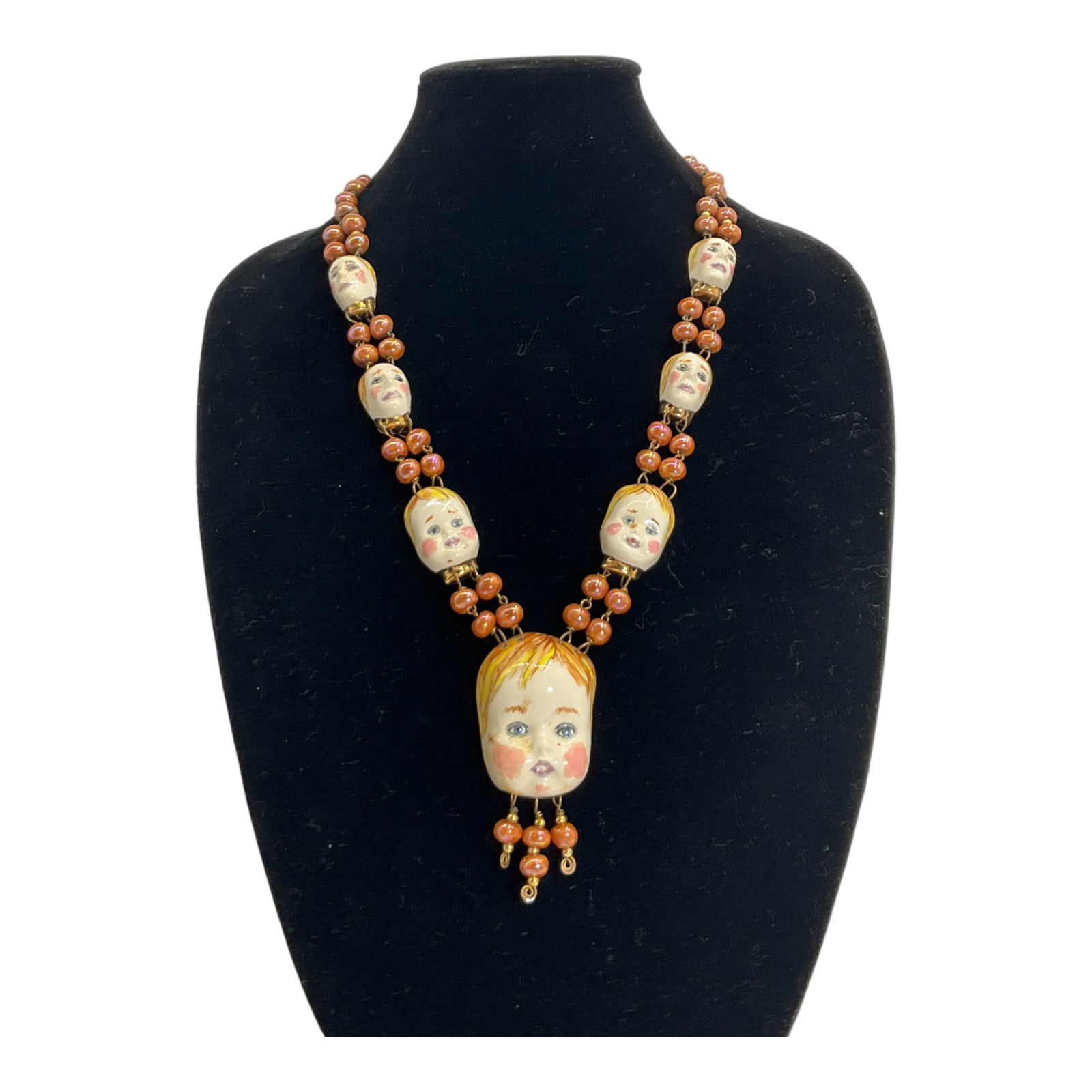 1983 Mary Lou Higgins Signed Art Potterry Necklace (1 of 4)