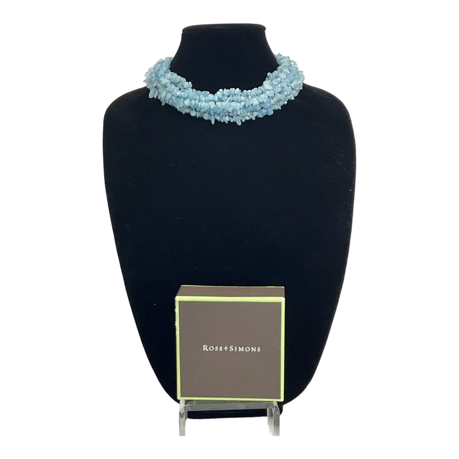 Ross Simons Multi Strand Aquamarine Chips Torsade Necklace: Ross Simons in Original Box - Multi strand (7 Strands) of Aquamarine chips - Torsade Necklace with 925 clasp. Approx. 18 inches long with a 3 inch extender.