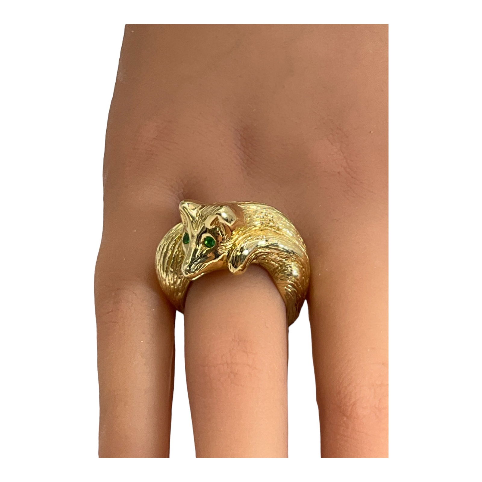 925 Gold Vermeil Fox Shaped Ring Sz. 7 - Italy (1 of 3)