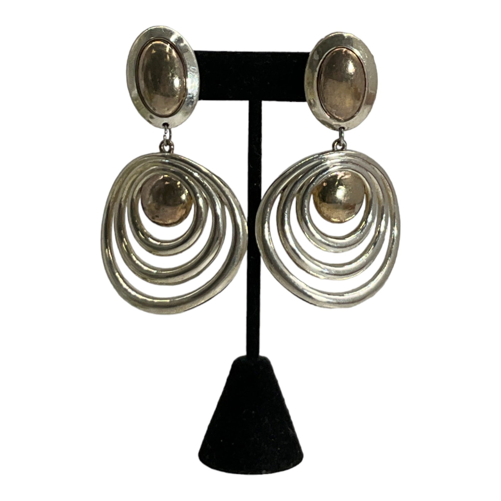 Vintage Signed Brian Bergner 2 Toned 925 Earrings: Vintage Brian Bergner 2 Toned 925 Earrings, approximately 3 long x 2 inches at widest.