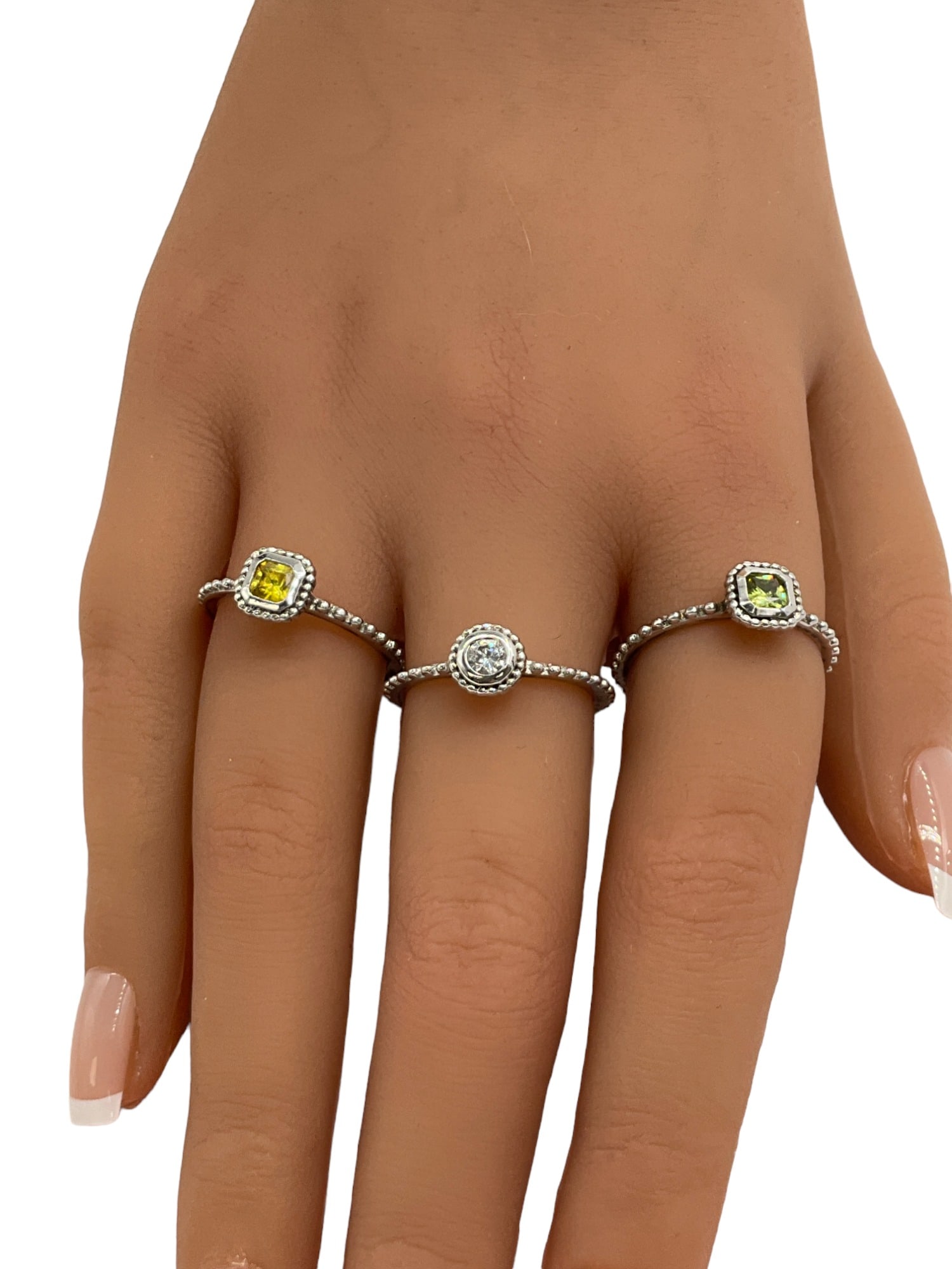 Esposito 925 Multicolored CZ Ring Set Sz. 8: 5 Piece set of stackable rings by Esposito - 925 and multicolored CZs - Size 8
