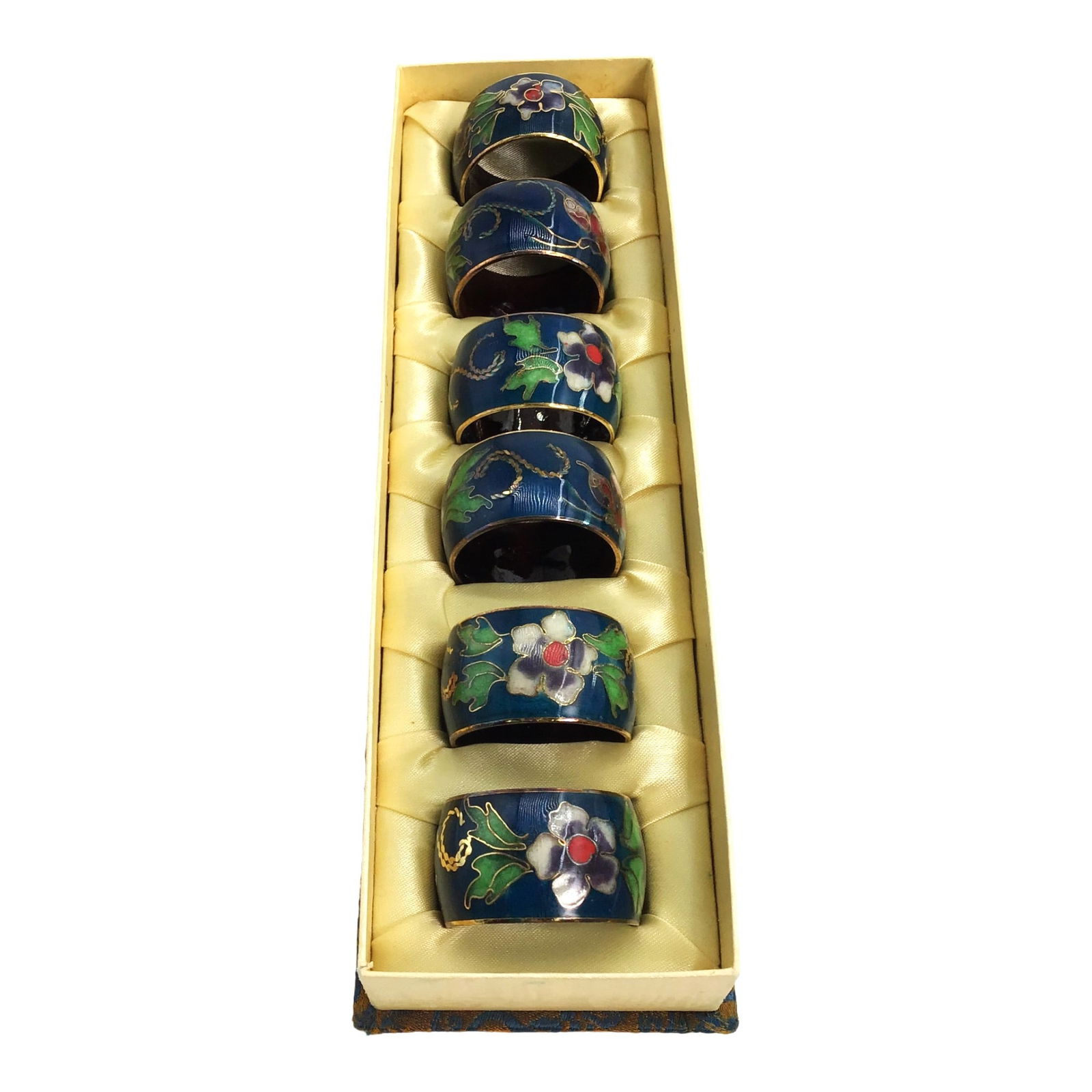 Set of 6 Cloisonne Napkin Rings (1 of 9)