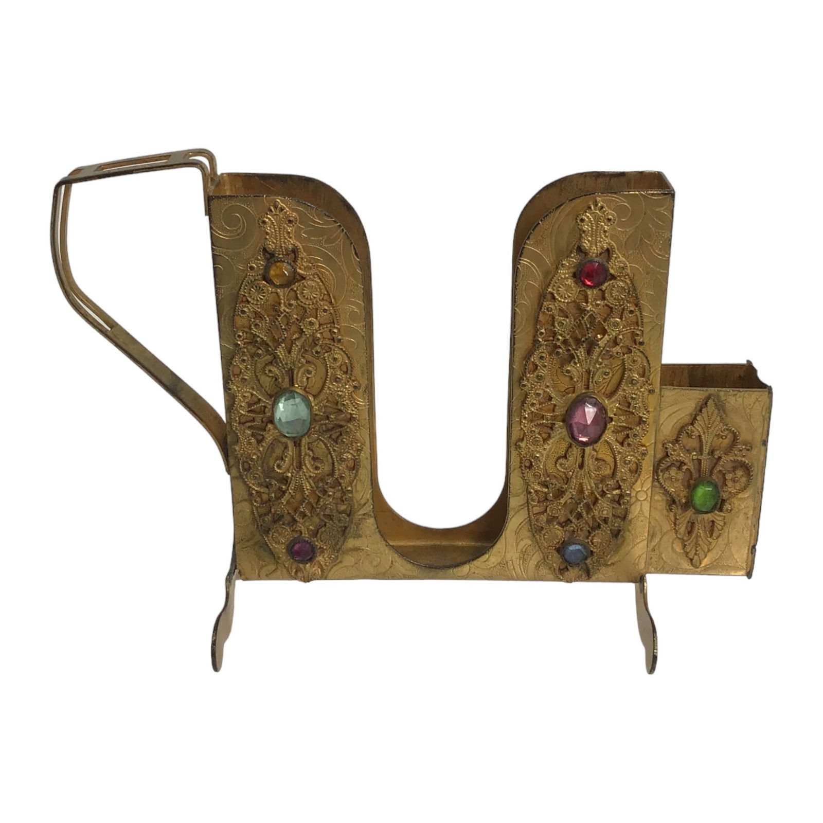 Bronze Gild and Jeweled Card Holder Signed Apollo (1 of 8)