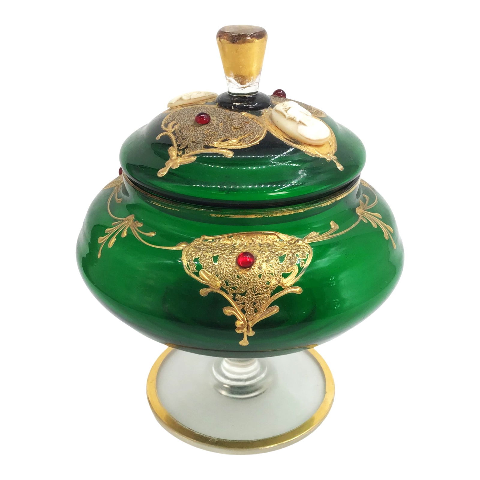 Vintage Bohemian  Glass Lidded Compote / Candy Dish (1 of 7)