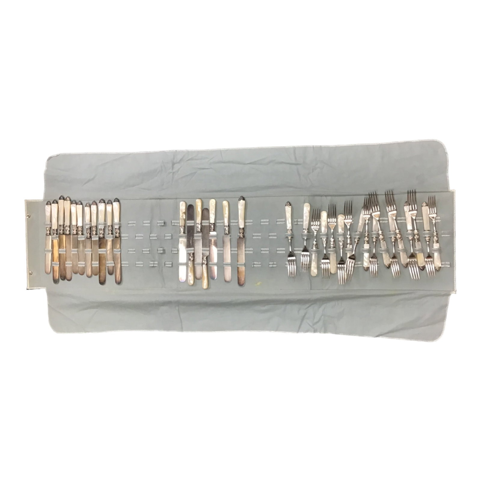 Vtg. Set Sterling Silver and MOP Handle Flatware (1 of 9)