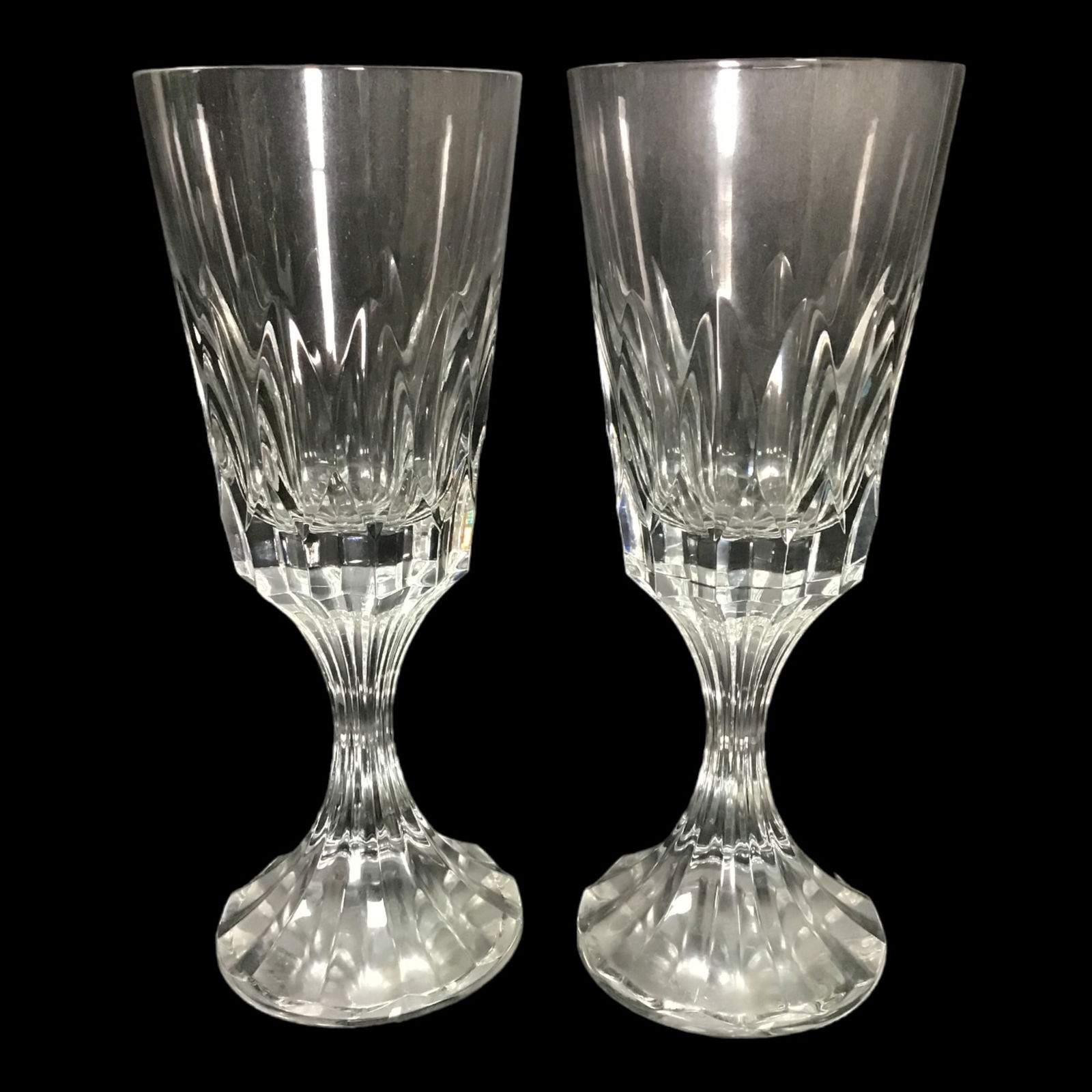 Pair Baccarat France Heavy Clear Cut Crystal Glasses Signed (1 of 6)