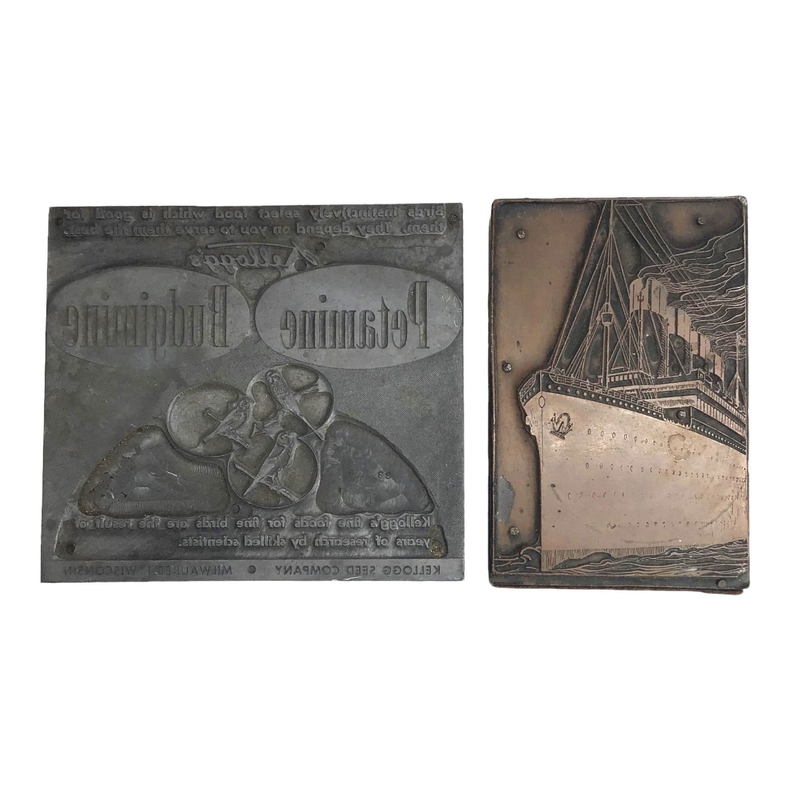 Pair Of Letterpress Stamps Kellogg's Petamine Advertising Auction