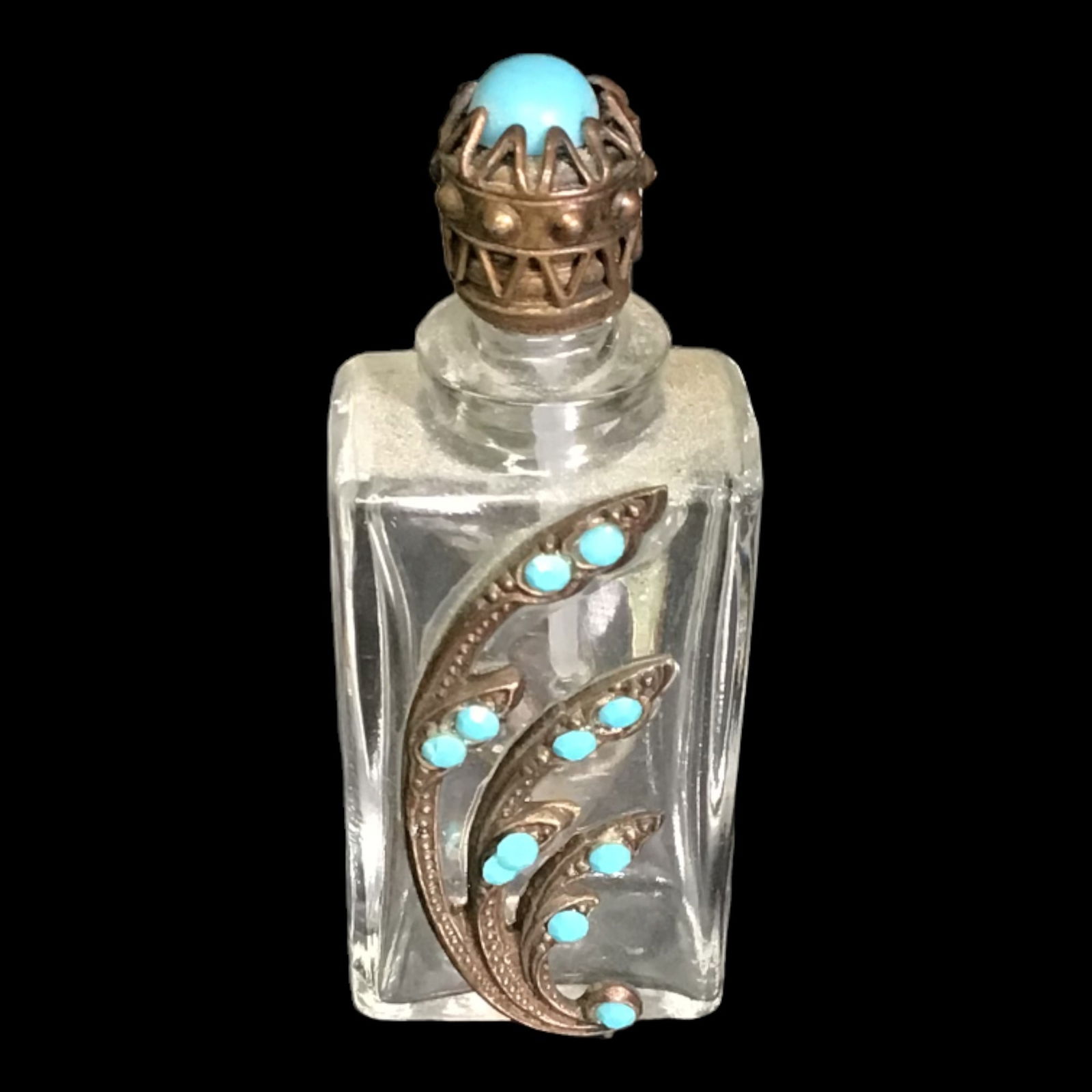 Glass, Sterling, and Turquoise Perfume Bottle (1 of 6)