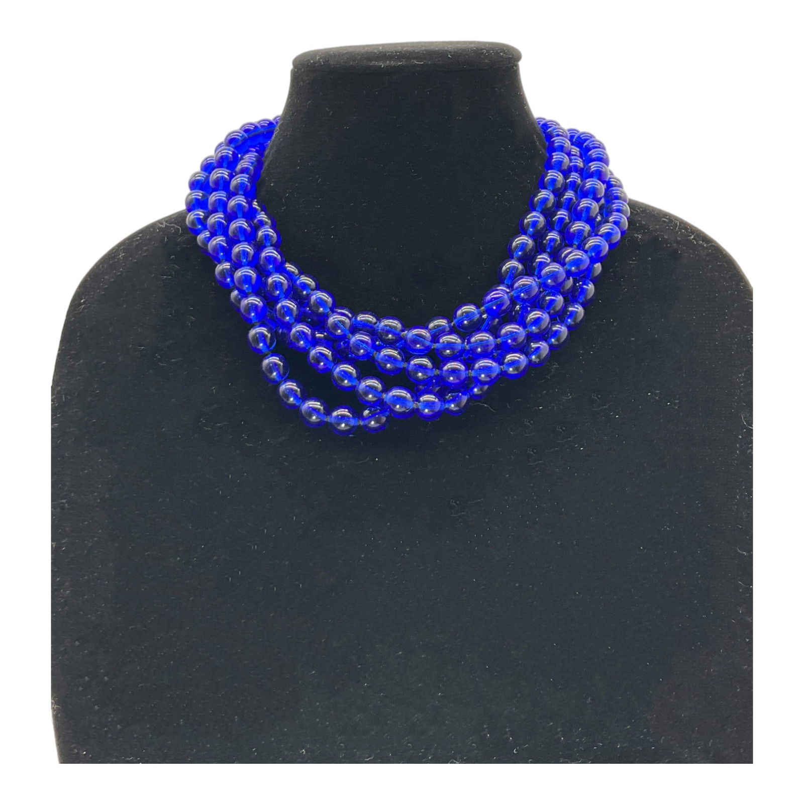 Vintage Royal Blue Multi-Strand Glass Beaded Necklace (1 of 2)