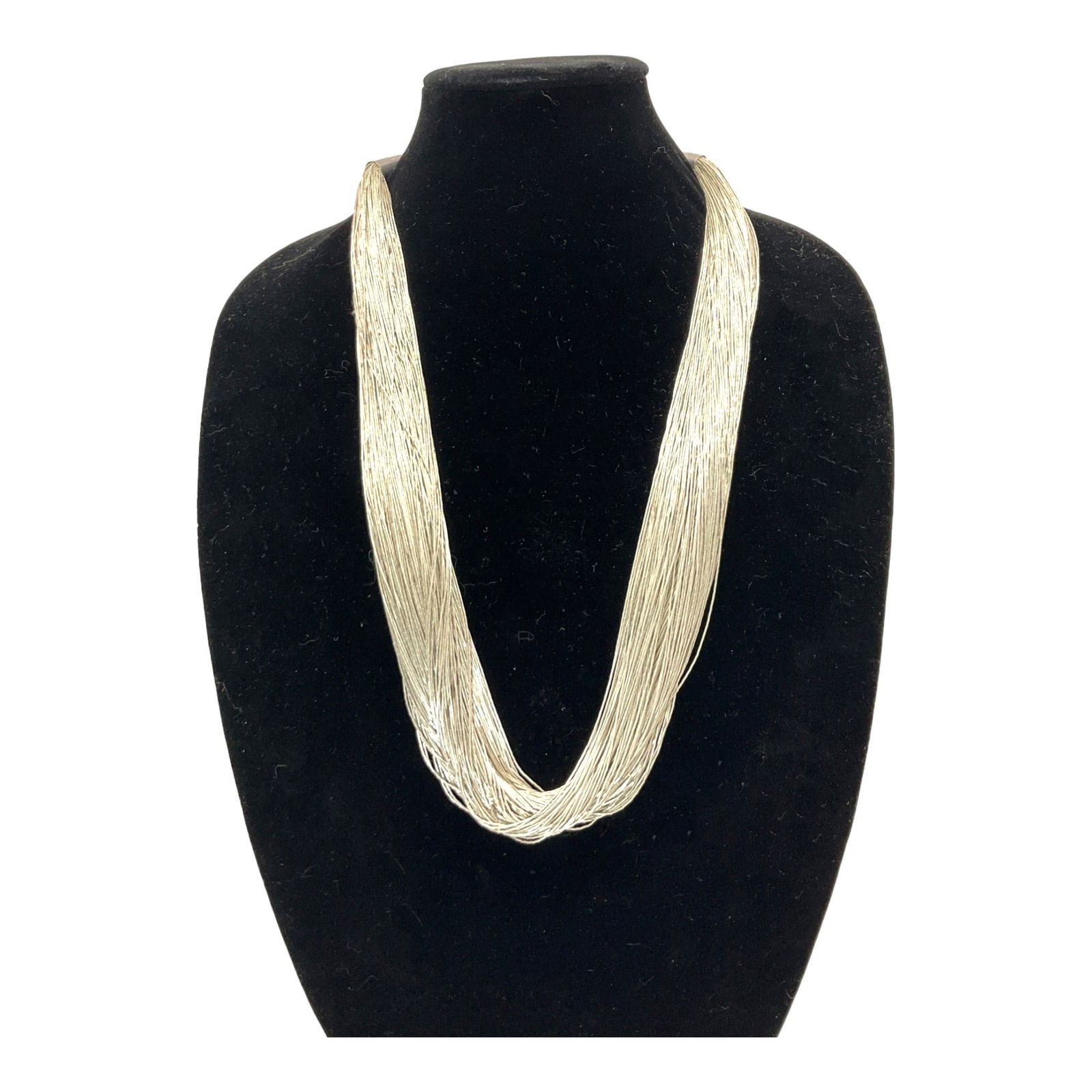 Signed Native American Multistrand Liquid Silver Necklace (1 of 3)