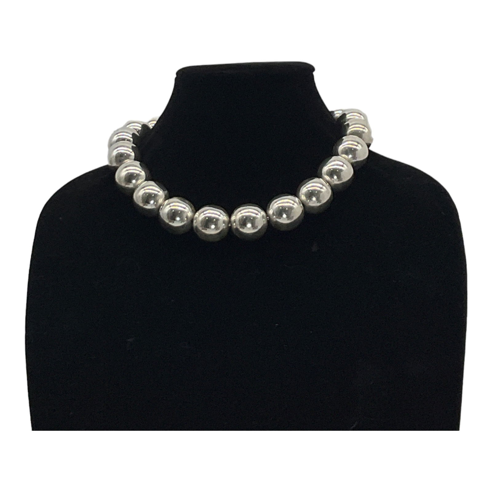 Vintage Chunky Sterling Silver Bead Necklace Mexico (1 of 3)