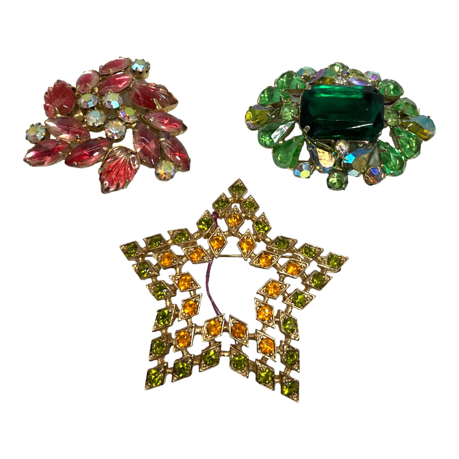 Vintage Rhinestone Brooches Lot of 3 (1 of 5)