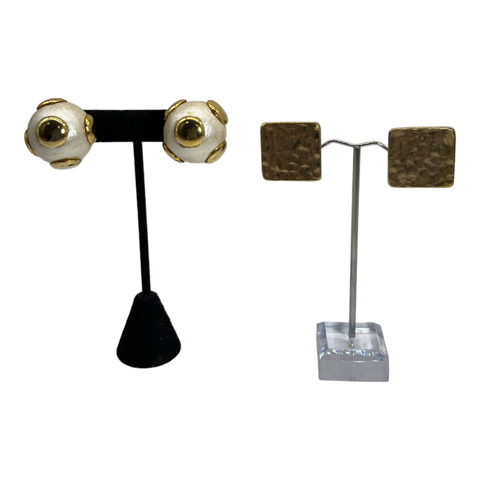 Lot of 2 Vintage Pair of Clip on Earrings, YSL, Depose France (1 of 4)