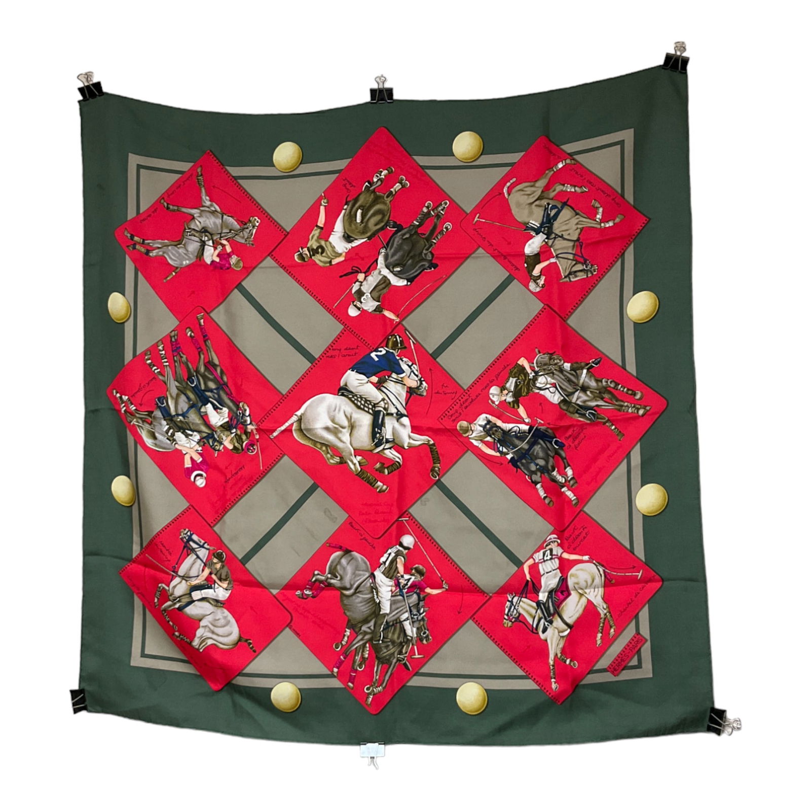 HERMES  'Le Monde du Polo' Horse Jockey Polo Print Silk Scarf (1 of 8)
