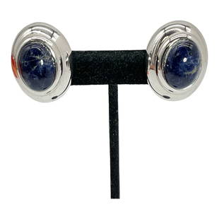 Alexis Kirk Clip On Earings: Alexis Kirk Clip on Earrings Oval with Lapis Cabochon Center. Approx. 1 1/8 x 7/8 of an inch wide.