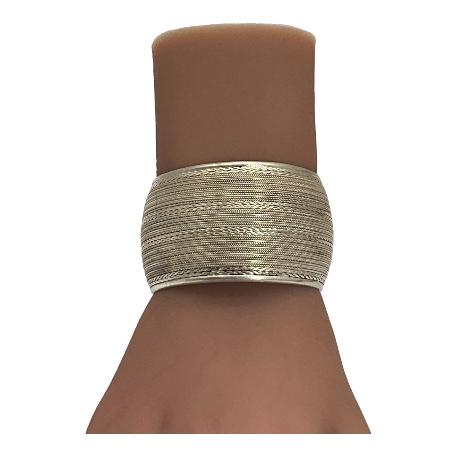 Vintage Sterling Silver Wide Cuff Bracelet (1 of 4)