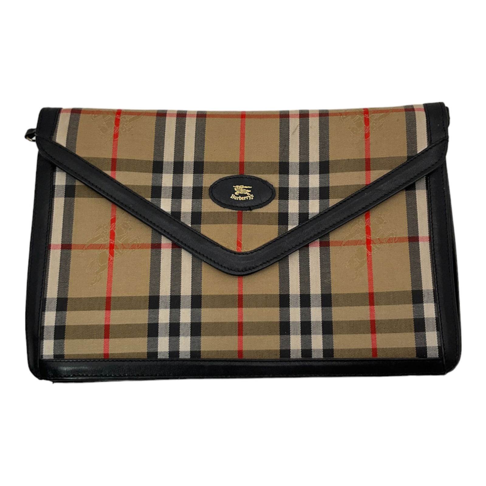 Vintage Burberry Envelope Purse: Vintage Burberry Envelope Purse/with strap that could be removed. Approx. 8 tall x 12 inches wide, strap 34 inches long.
