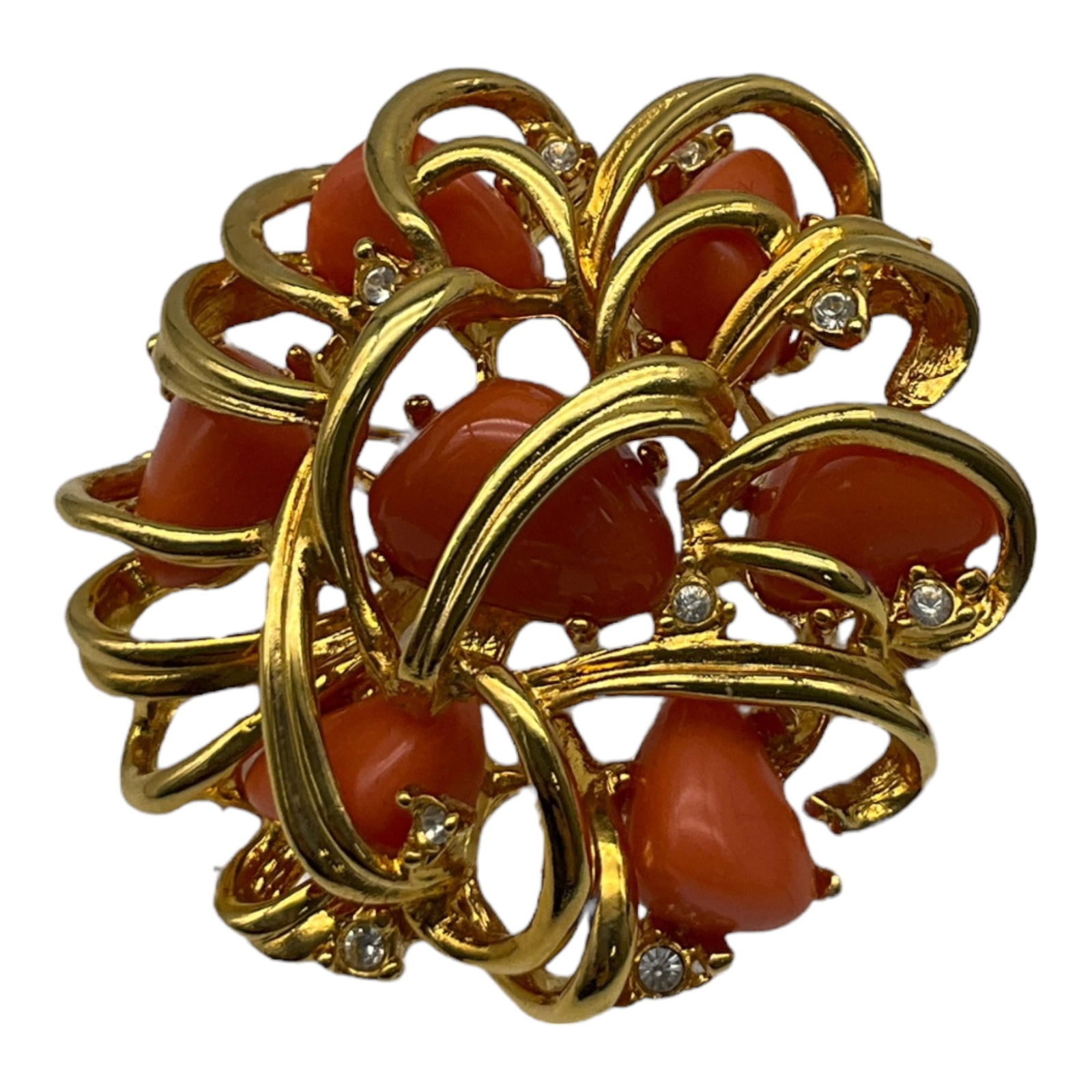 Joan Rivers Gold Tone Faux Coral Brooch (1 of 4)