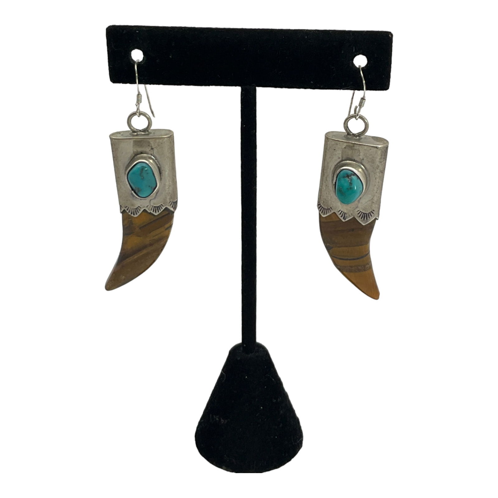 Running Bear Turquoise And  tigers eye Earrings (1 of 3)