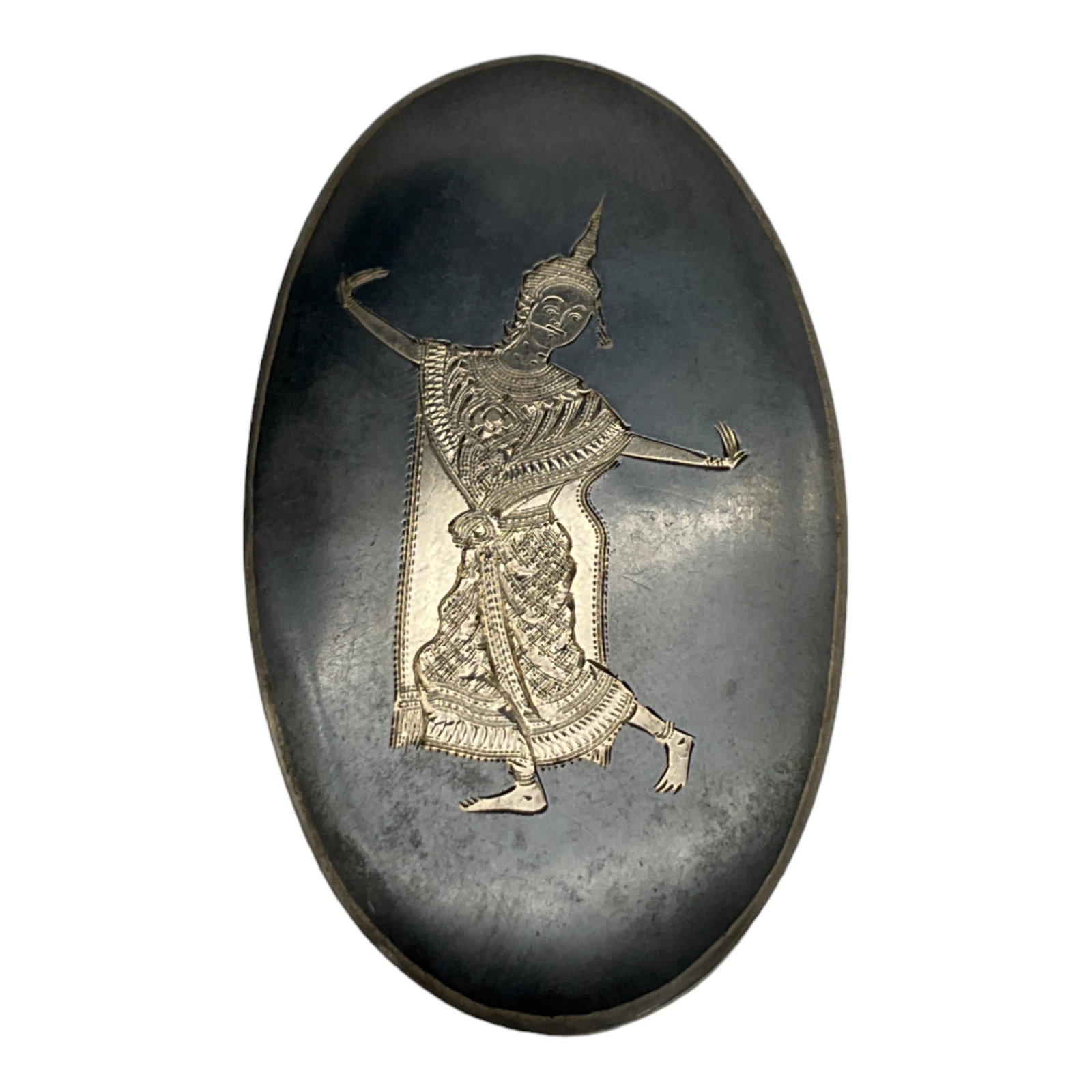 Vintage Siam Dancer Sterling Niello Brooch: Vintage Siam Dancer Sterling Niello Brooch. stamped on back. Approx. 2.25 x 1.25 inches wide.