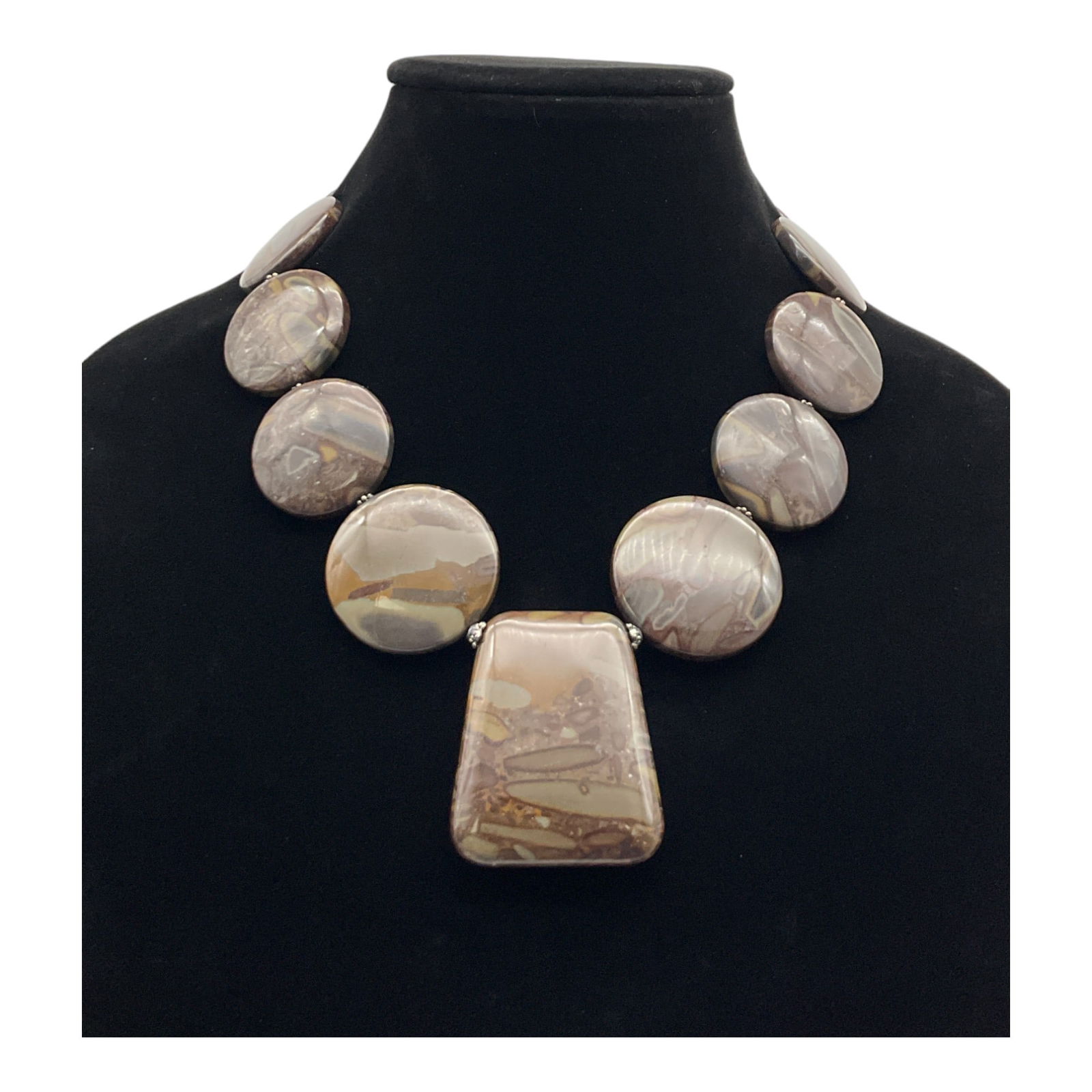 Vintage Large Polished Brecciated Jasper Necklace (1 of 2)