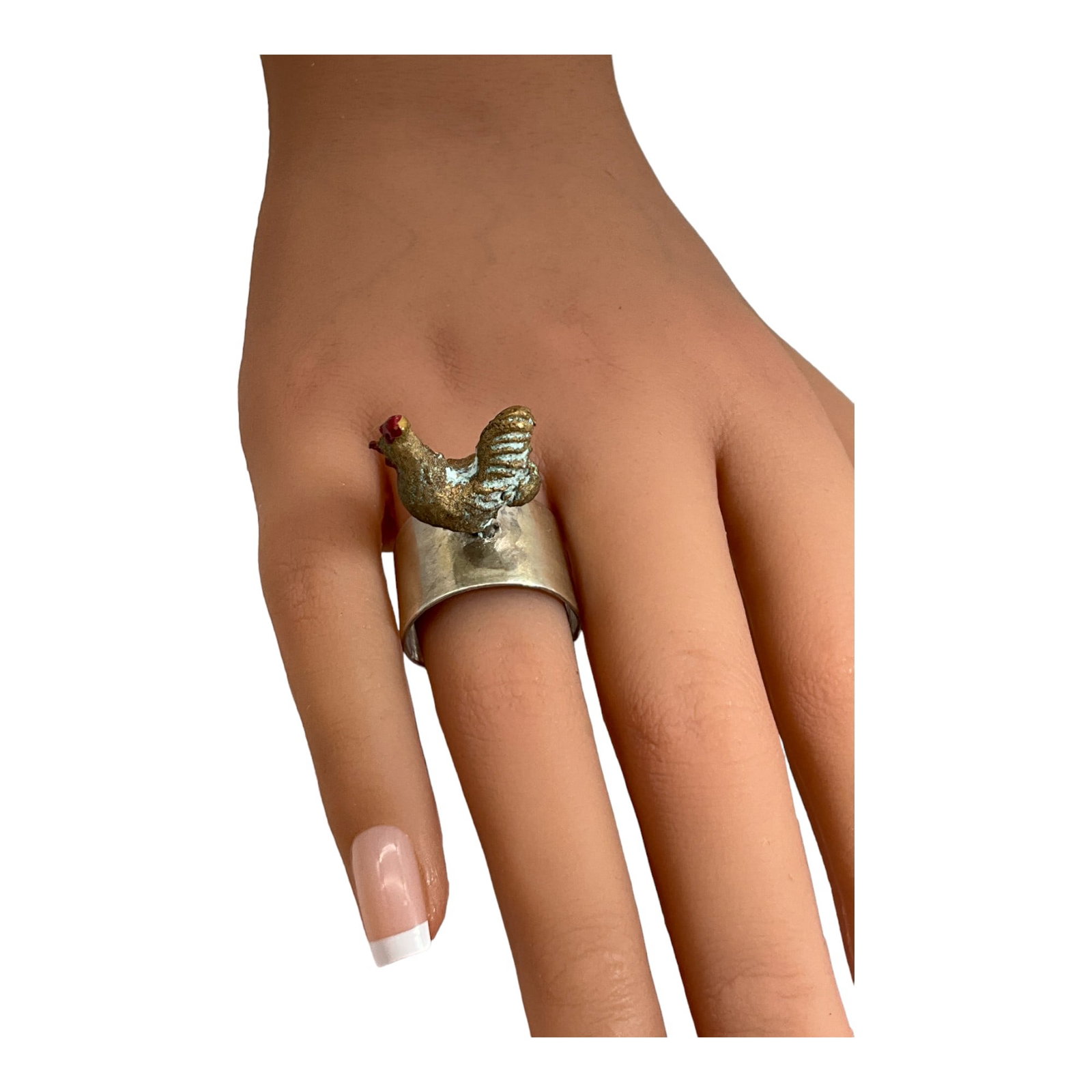 Designer Hannah Long Unusual 925 Rooster Ring: Rooster Figural Ring by Designer Hannah Long, Signed and Stamped 925. Size 10 - open ended could be enlarged or reduced a little.