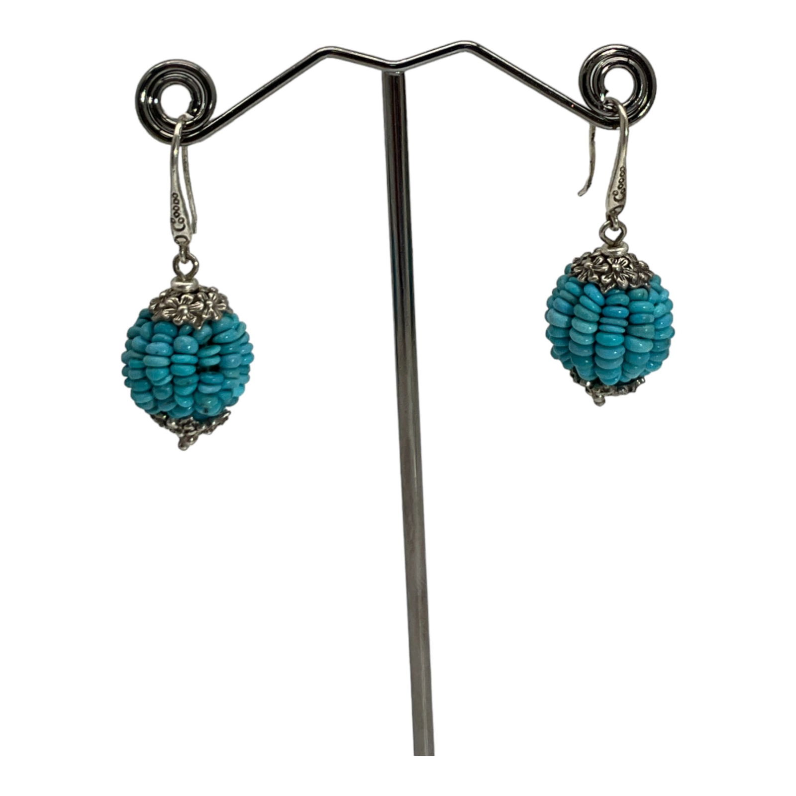 BJ 925 Signed Turquoise Cluster Earrings (1 of 3)