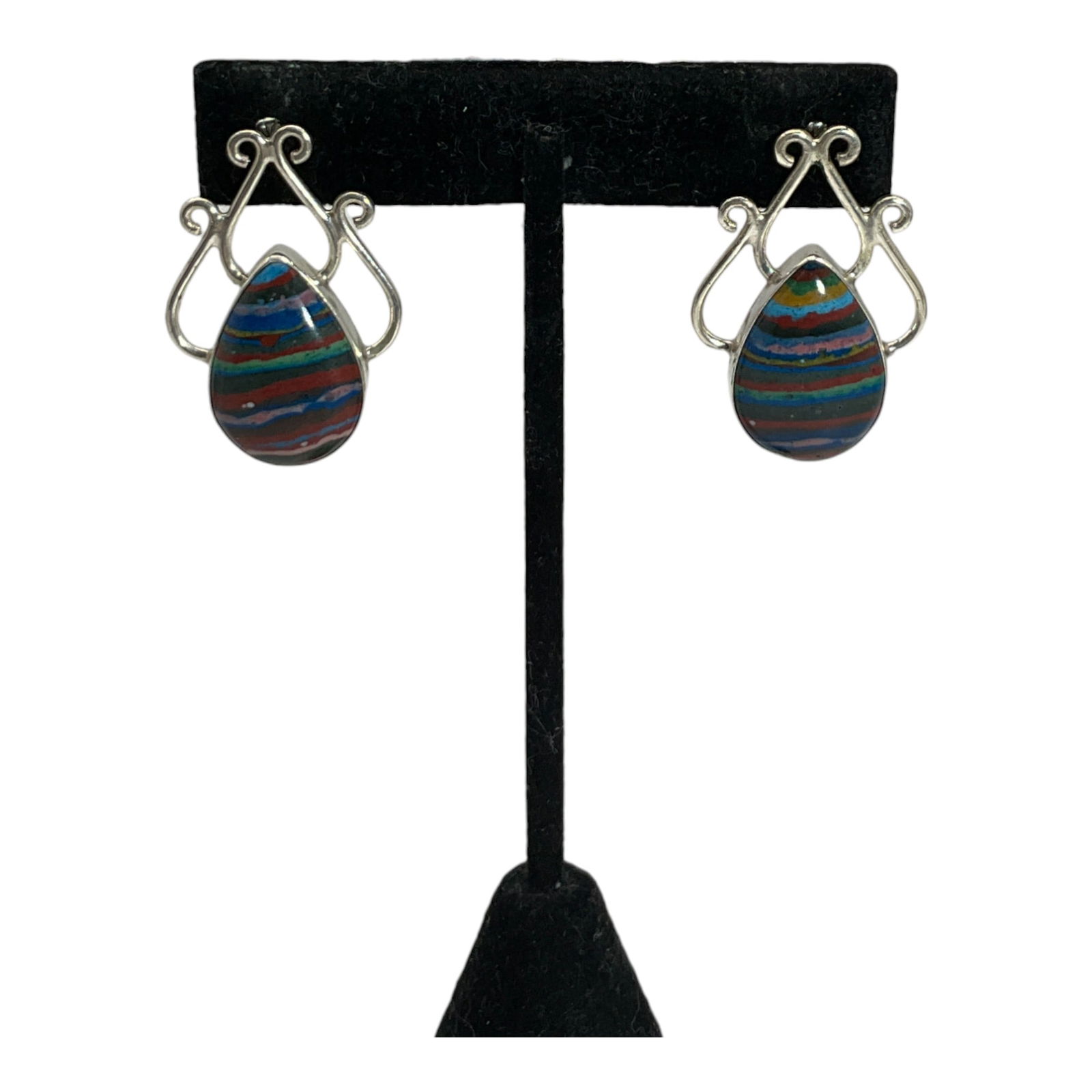 Designer 925 Rainbow Calsilica Earrings (1 of 3)