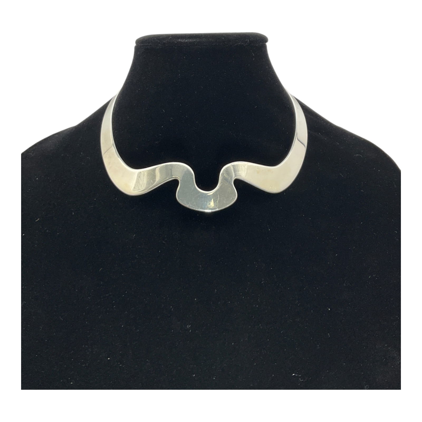 Vintage MCM Sterling Silver Collar Necklace Signed Sali (1 of 4)