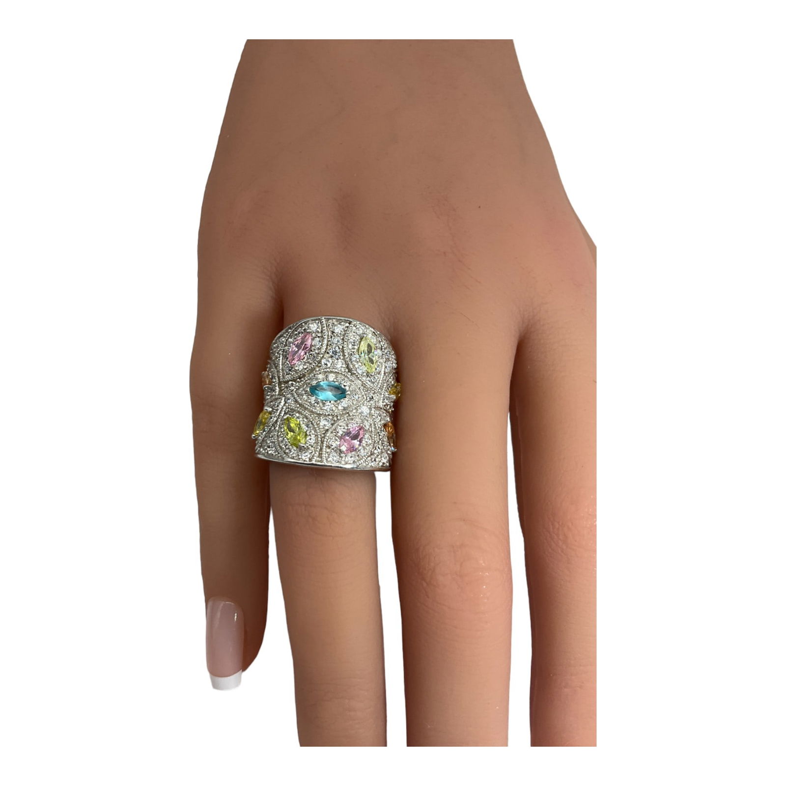 925 Multicolor Gemstone Ring with Butterflies (1 of 3)