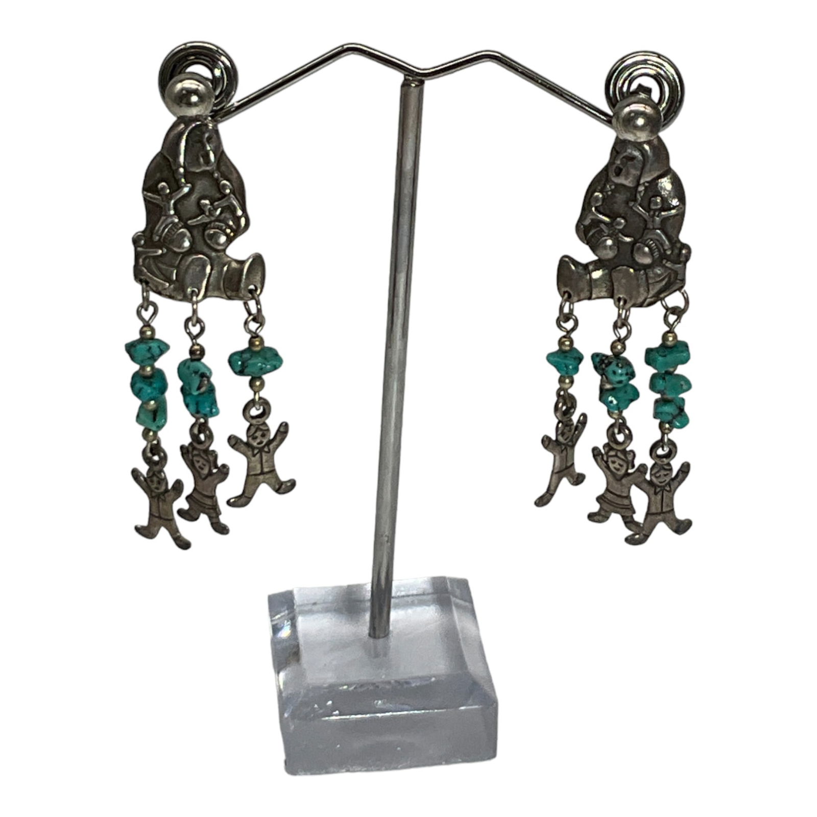 Native American Sterling Silver Story Teller Earrings By Shubes MFG. (1 of 4)
