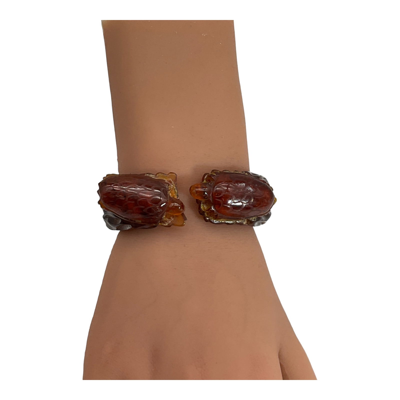 Vintage Amber Bakelite Carved Bracelet (1 of 4)