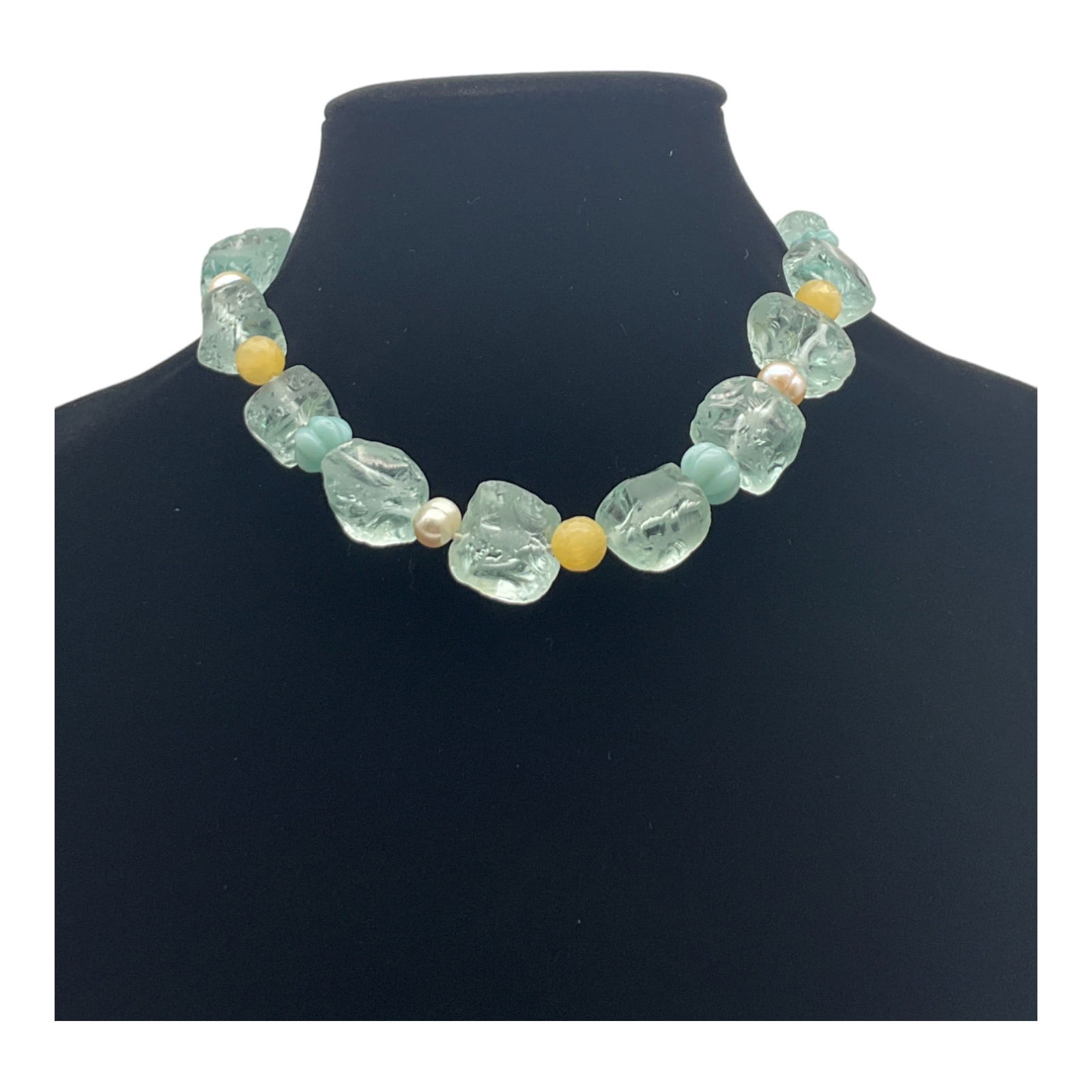 925 Beryl Aquamarine Beaded Necklace (1 of 3)
