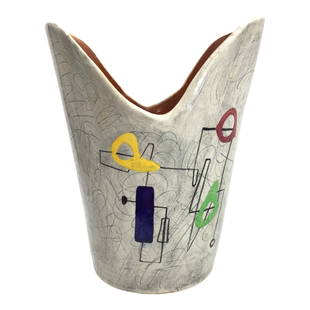 WEG POTTERY Ceramic Vase 1950's: WEG POTTERY Ceramic Vase 1950's. Mid-century modern atomic art vase created in the Front Street, New York City studio/art pottery workshop of Elmer Gross and his partner William Forauer, circa 1950. A