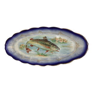 Sterling China Fish Platter Rainbow Trout: Sterling China Rainbow Trout Fish Platter. Approx. 2 inches tall x 21 wide x 9 deep. Approx. 3.6 lbs.