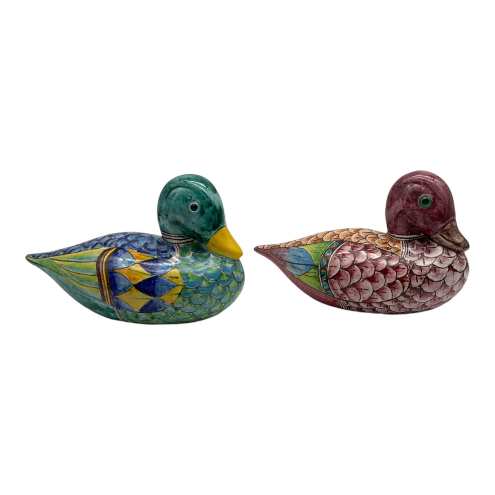 Pair of Hand Painted Ceramic Ducks Made in Italy Signed (1 of 8)