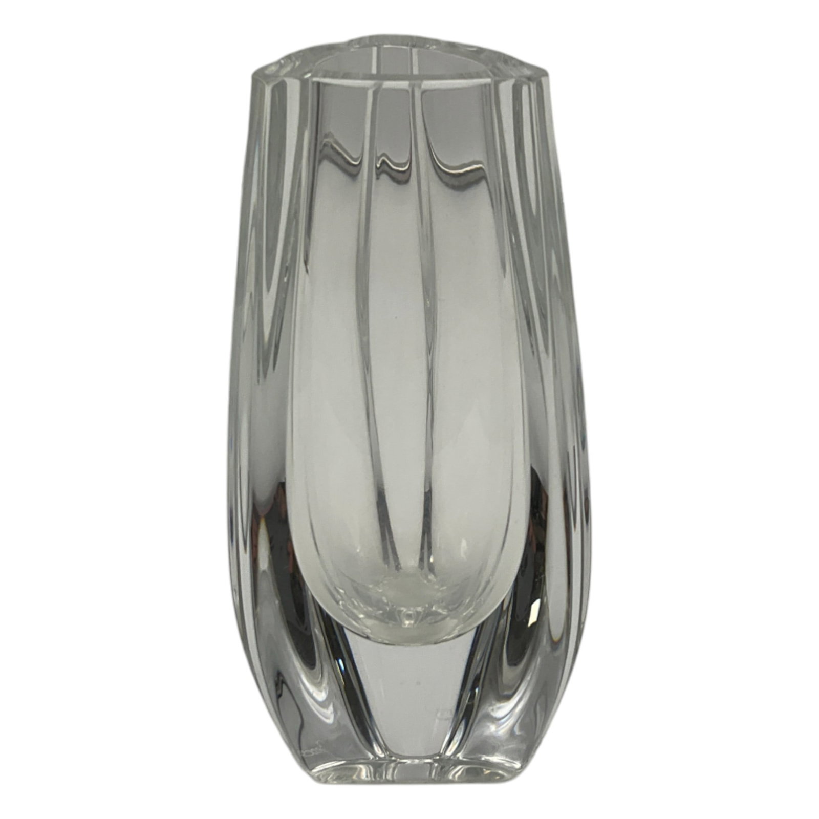 Baccarat France Crystal Vase: Baccarat France triangular crystal Vase. Approx. 6 tall x 3 wide x 3 deep inches 2.2 lbs.