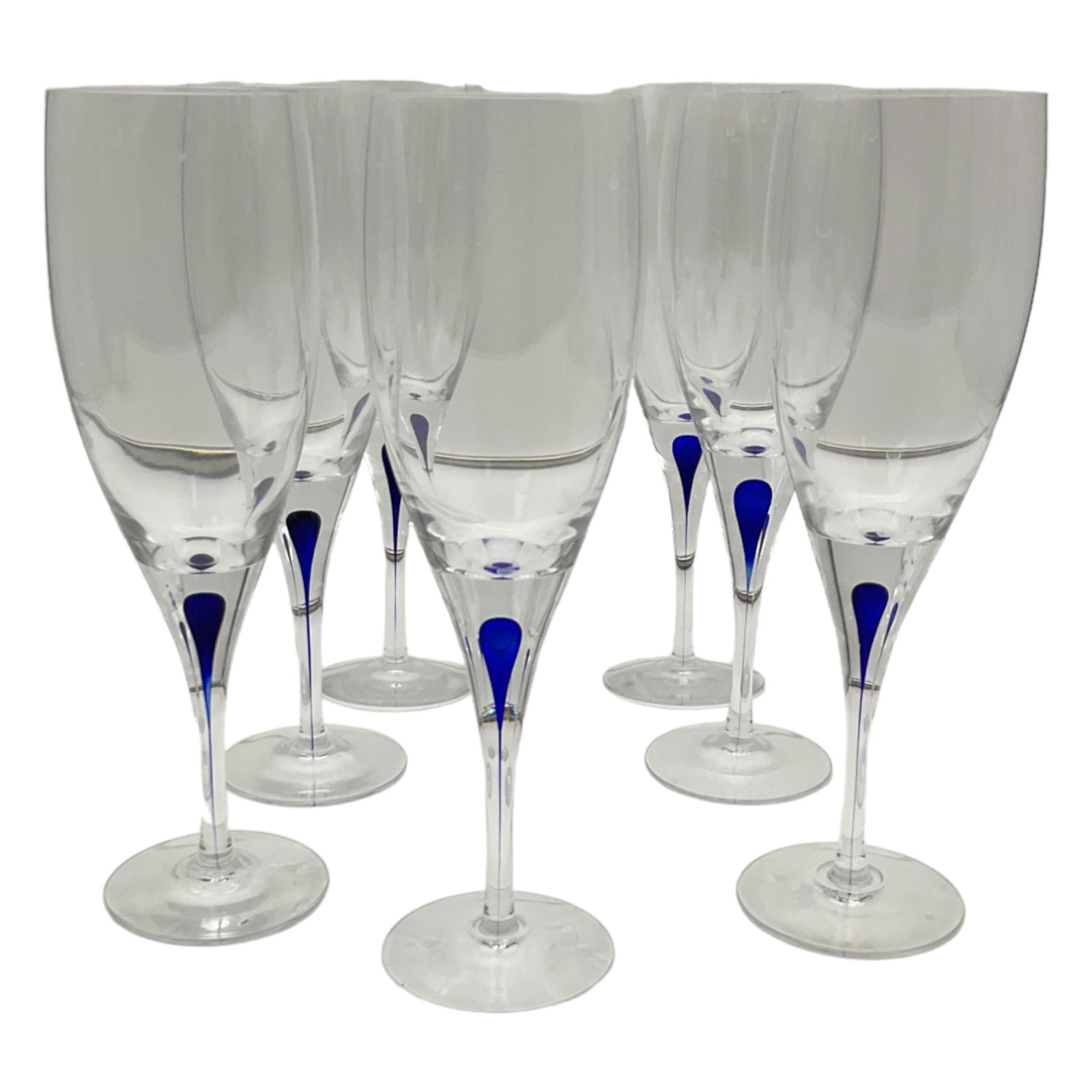 Lot of 7 Orrefors Swedish Intermezzo Blue Claret Glasses (1 of 3)