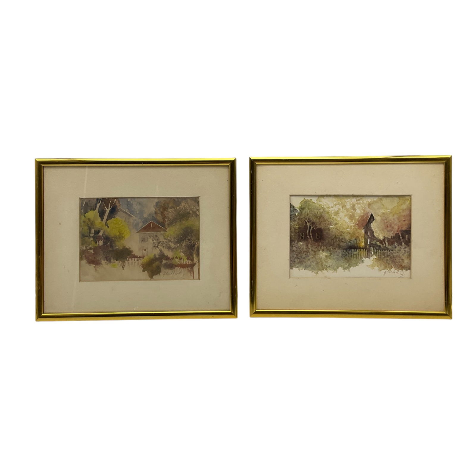Pair of Helga Lunkwitz (American) Signed Watercolor (1 of 4)
