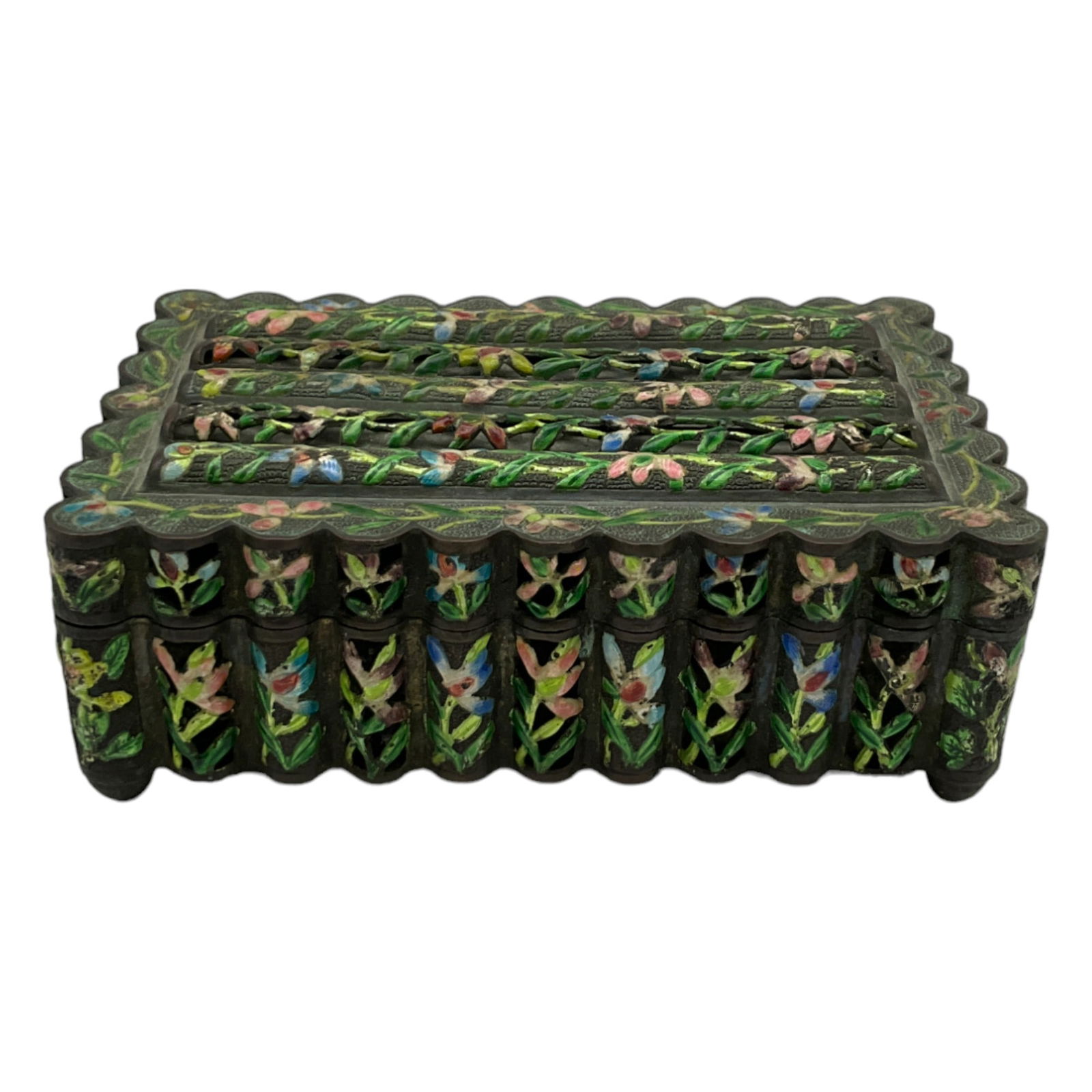 Chinese Enameled Decorated Silver Metal Box (1 of 7)