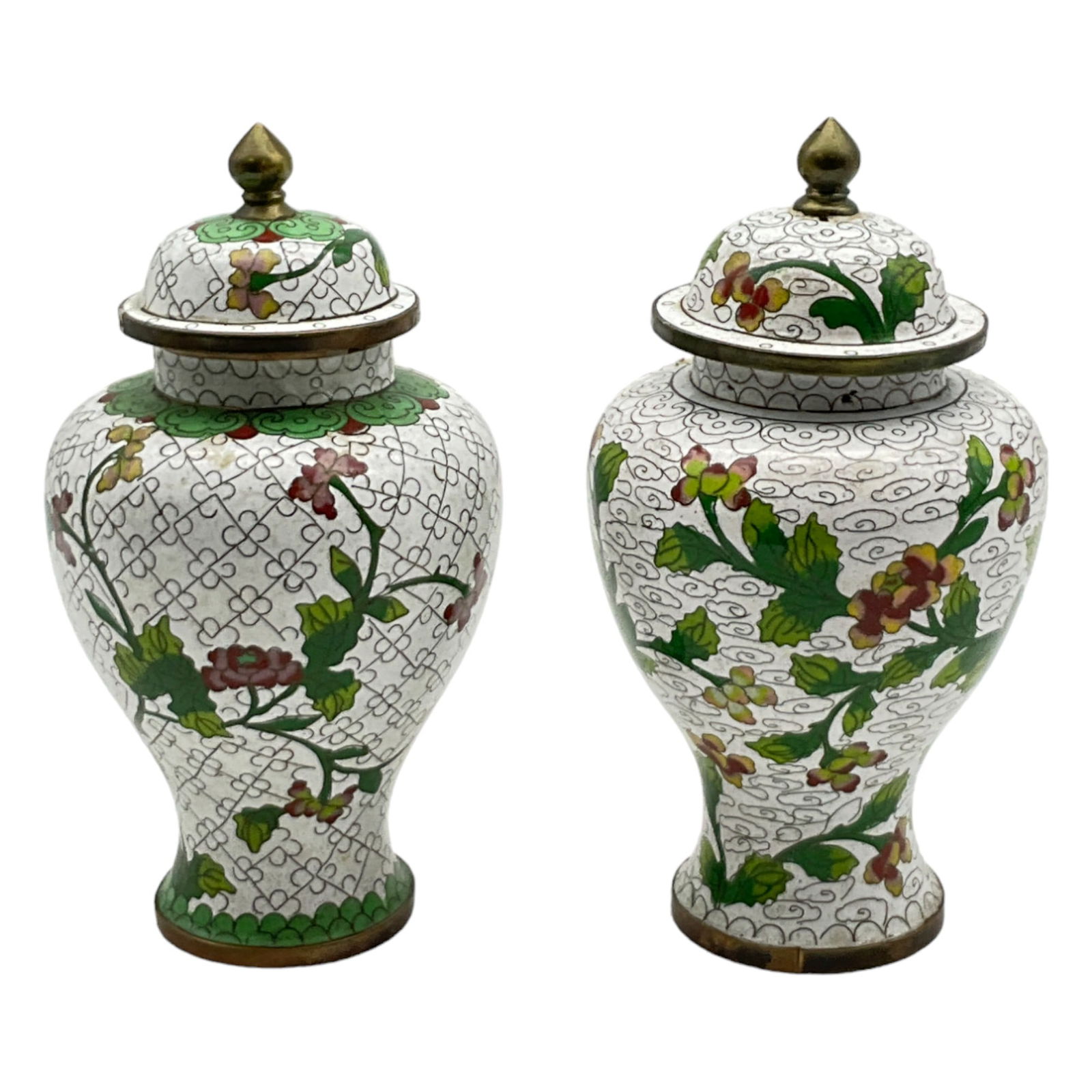 Pair Cloisonne Lidded Urns (1 of 7)