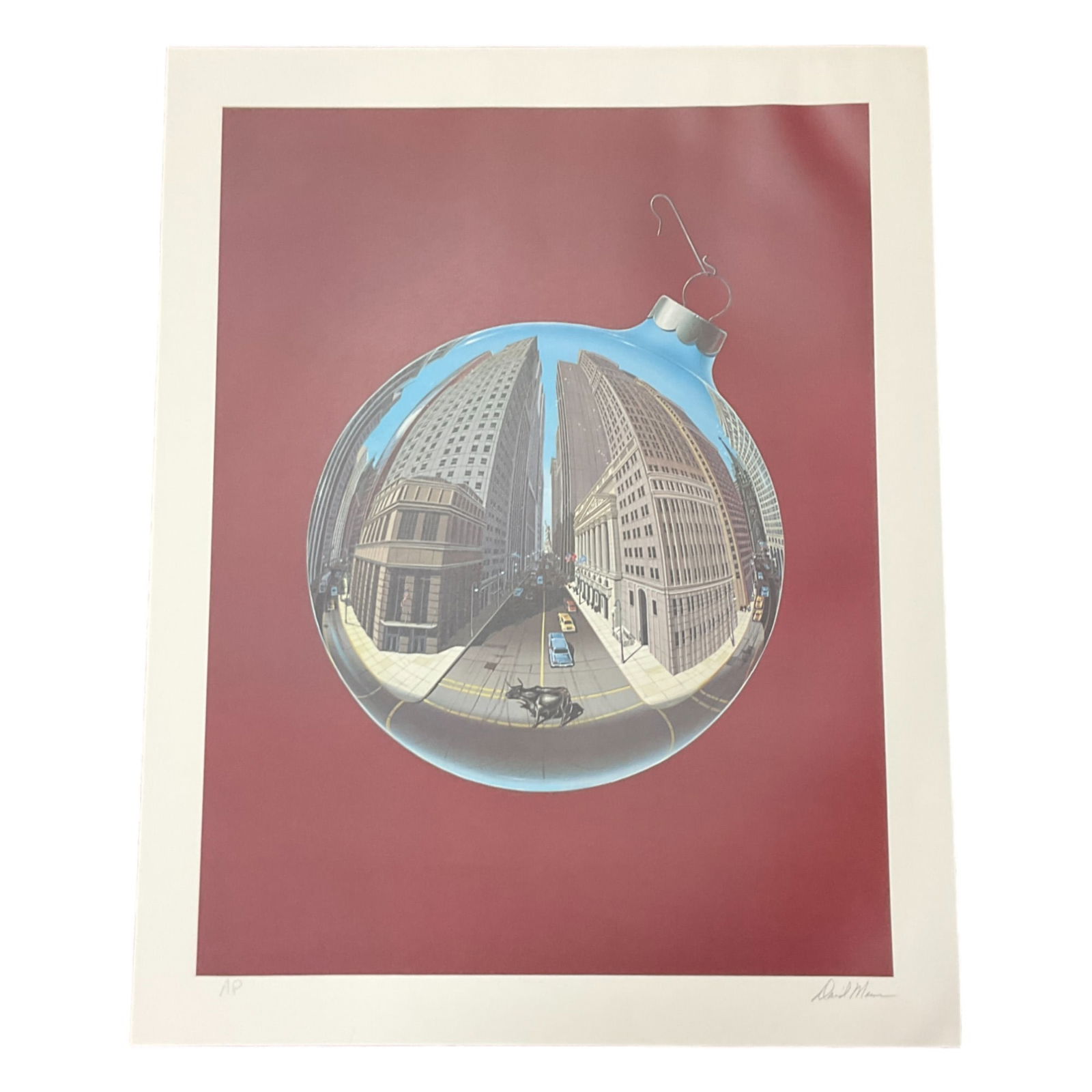 David Mann Fisheye View of Wall Street Lithograph (1 of 4)