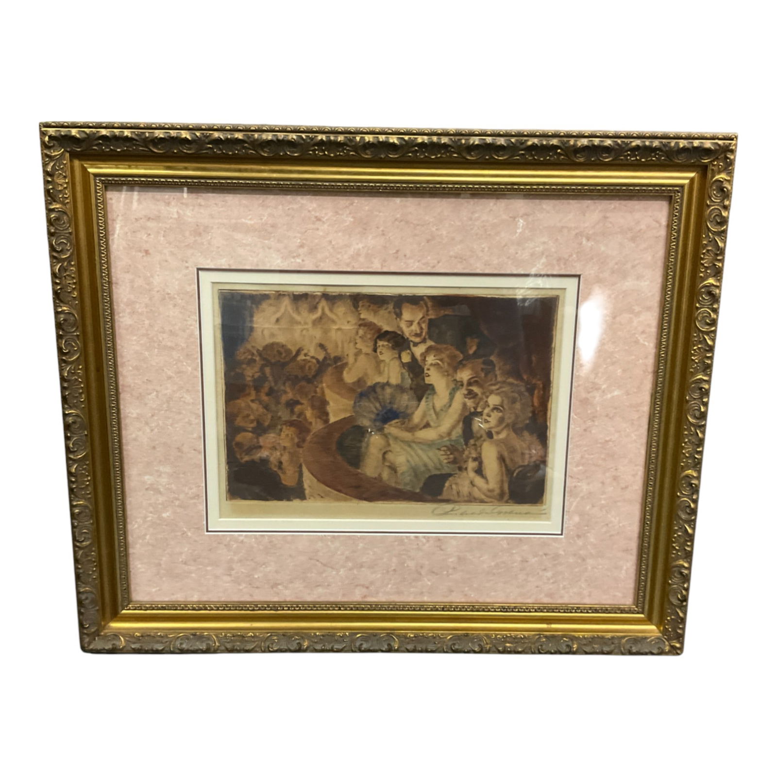 Signed (illegible signature) Colored Etching (1 of 3)