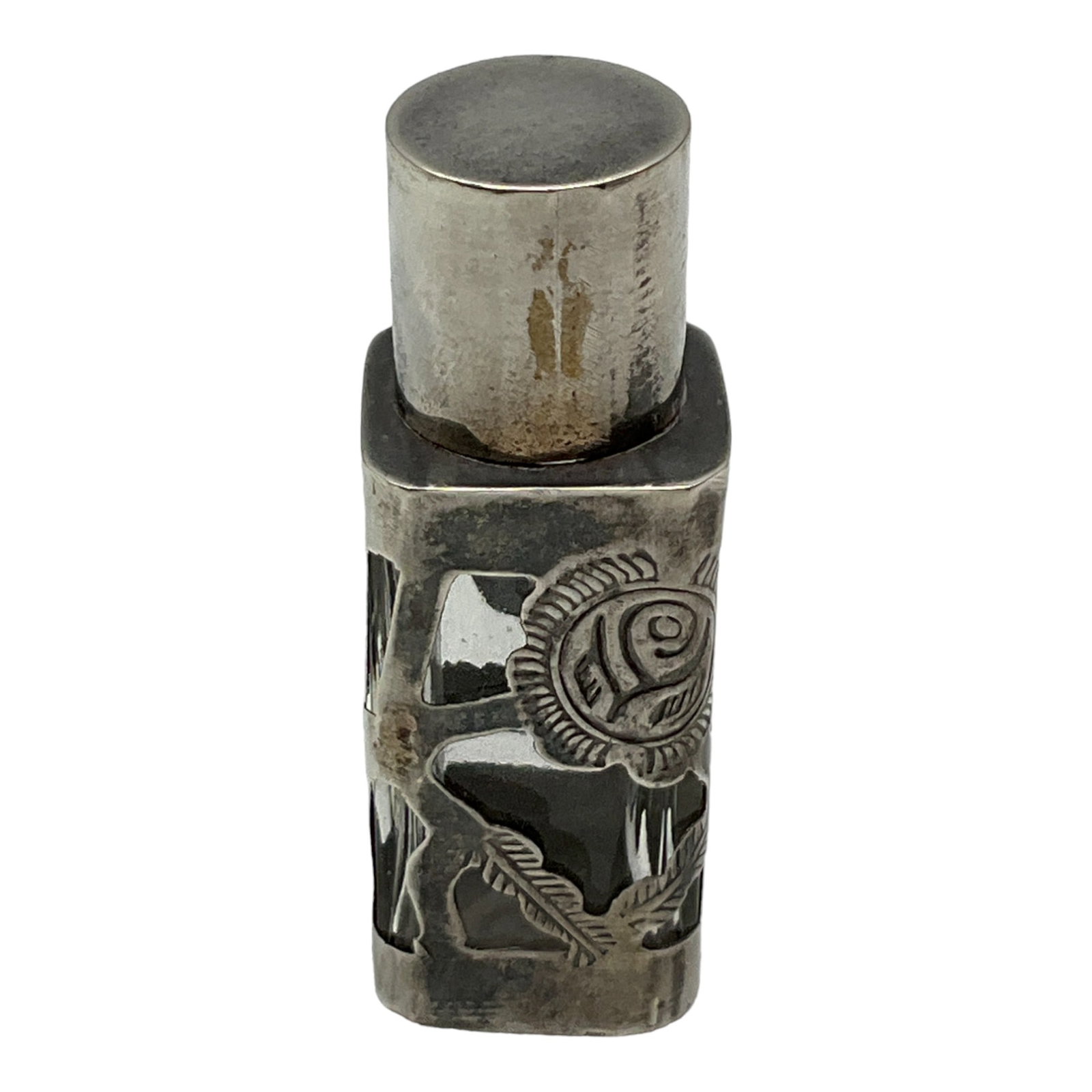 Vintage Glass Sterling Silver Encased Perfume Bottle (1 of 6)