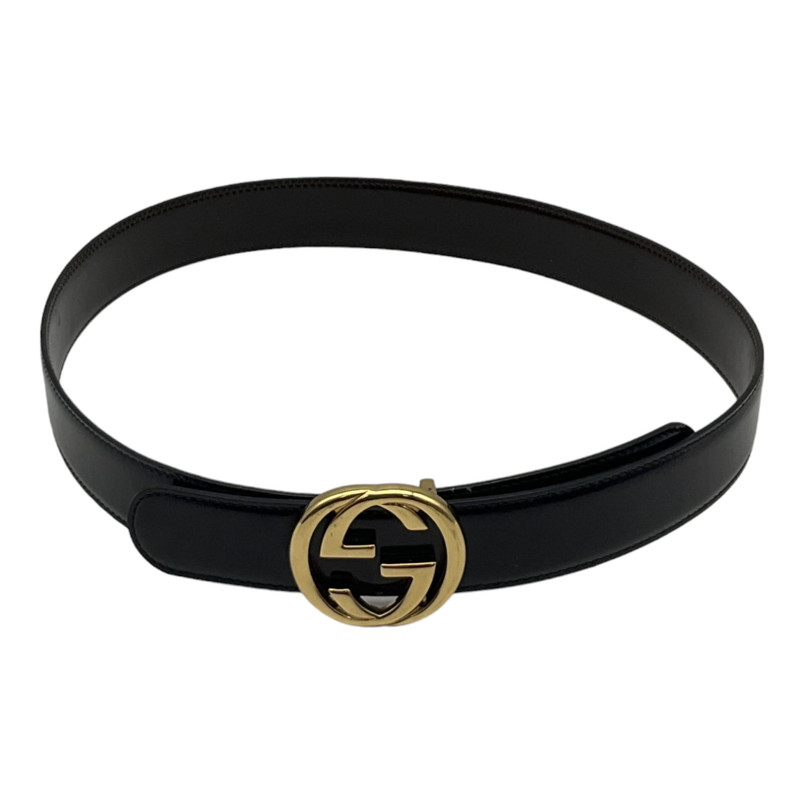 Gucci Women's Interlocking Logo Buckle Genuine Leather Belt. Made In Italy. (1 of 5)
