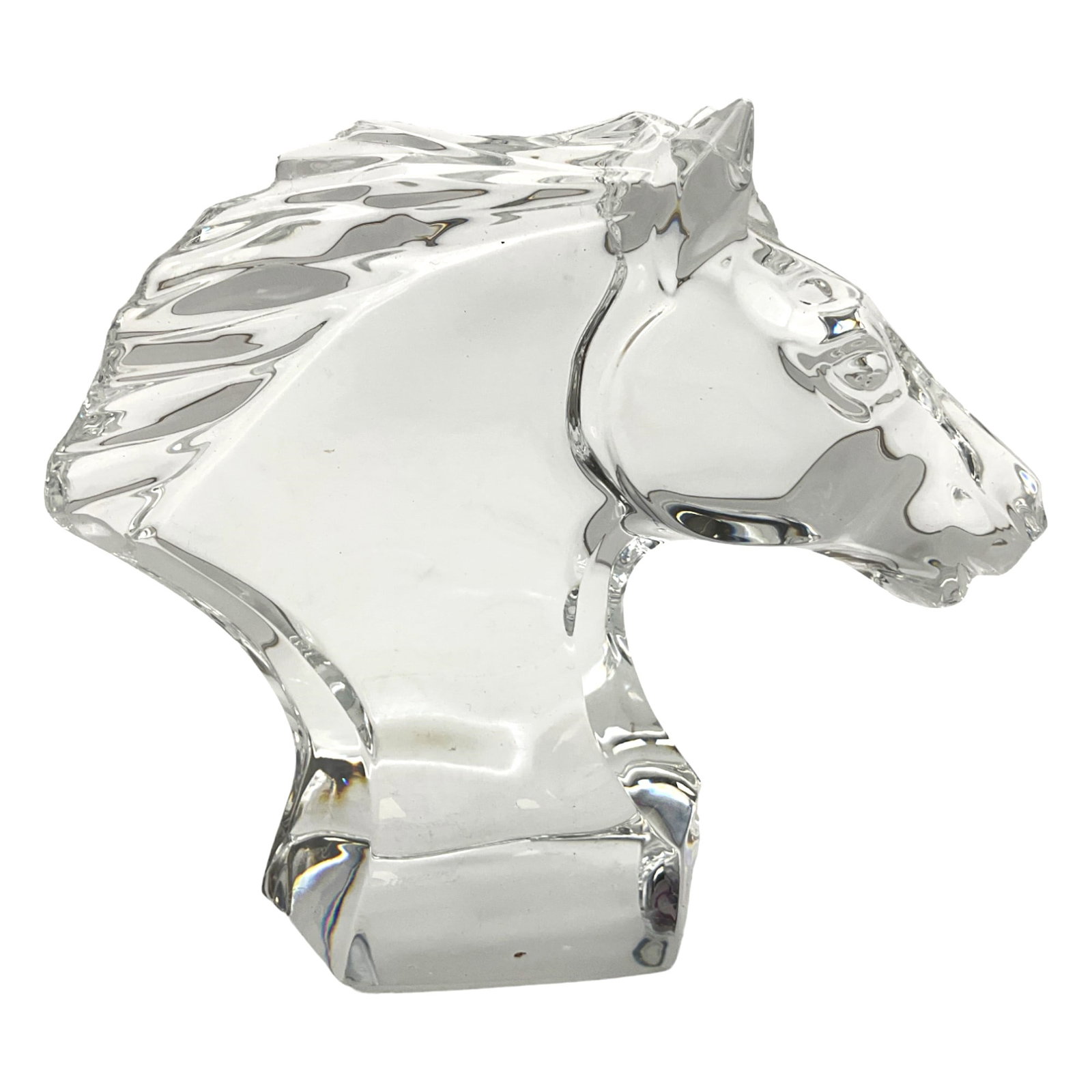 Baccarat France Crystal Horse Head: Baccarat France Crystal Horse Head. Approx. 4.5 Inches tall x 5.5 wide x 2 deep, 1.8 lbs.