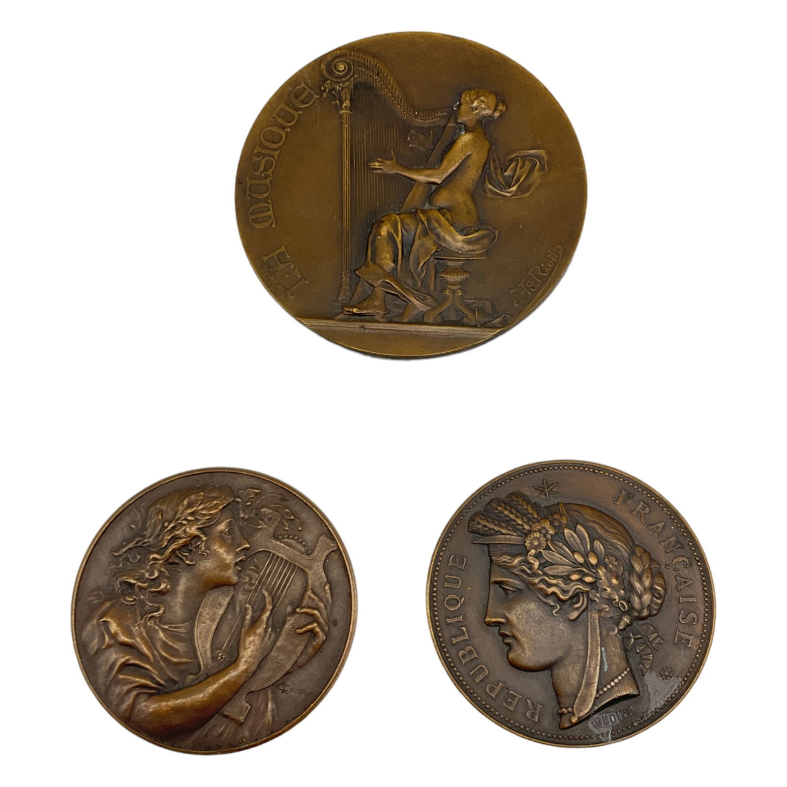 Lot of 3 Bronze Medallions (1 of 2)