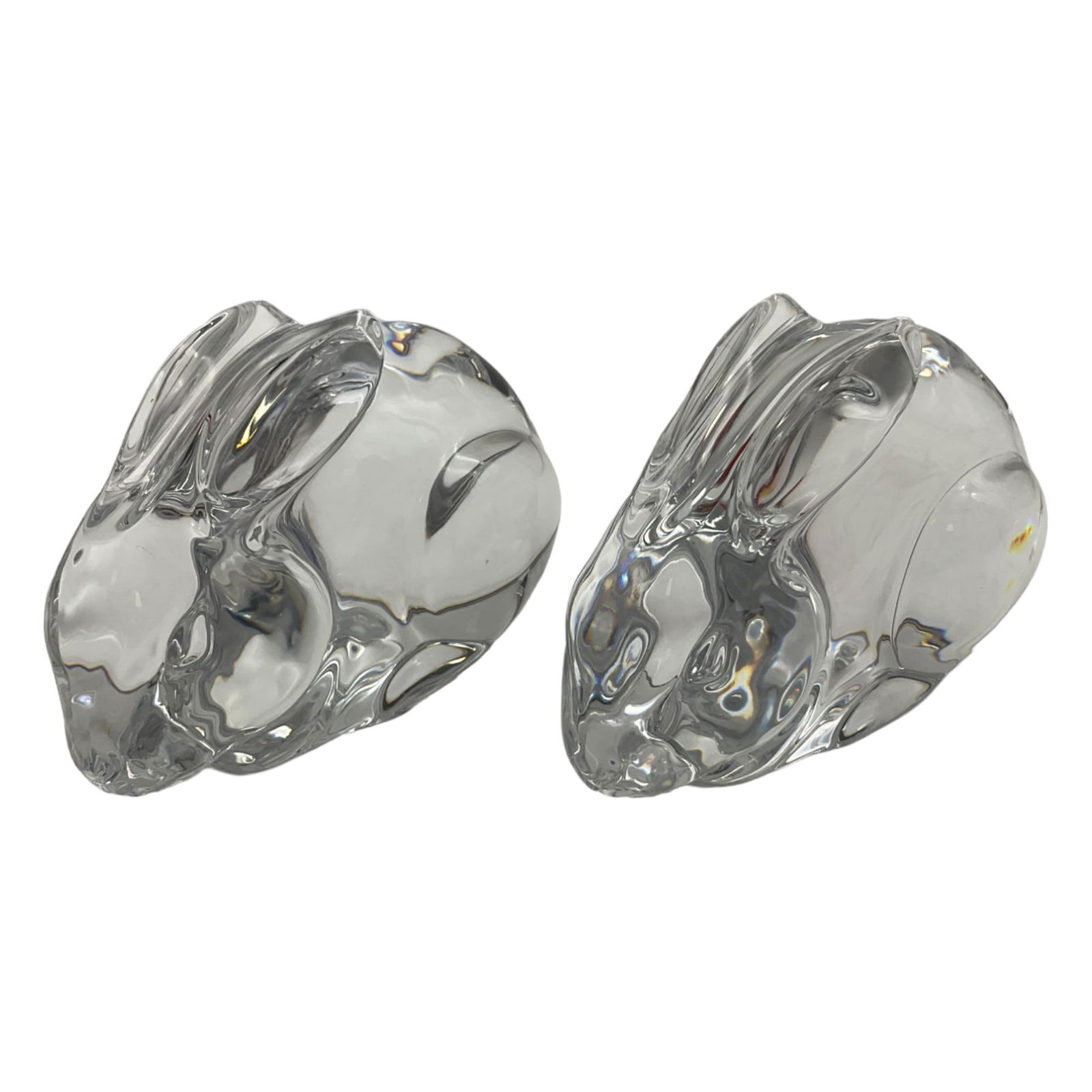Pair of Signed Val St. Lambert Crystal Rabbits (1 of 6)