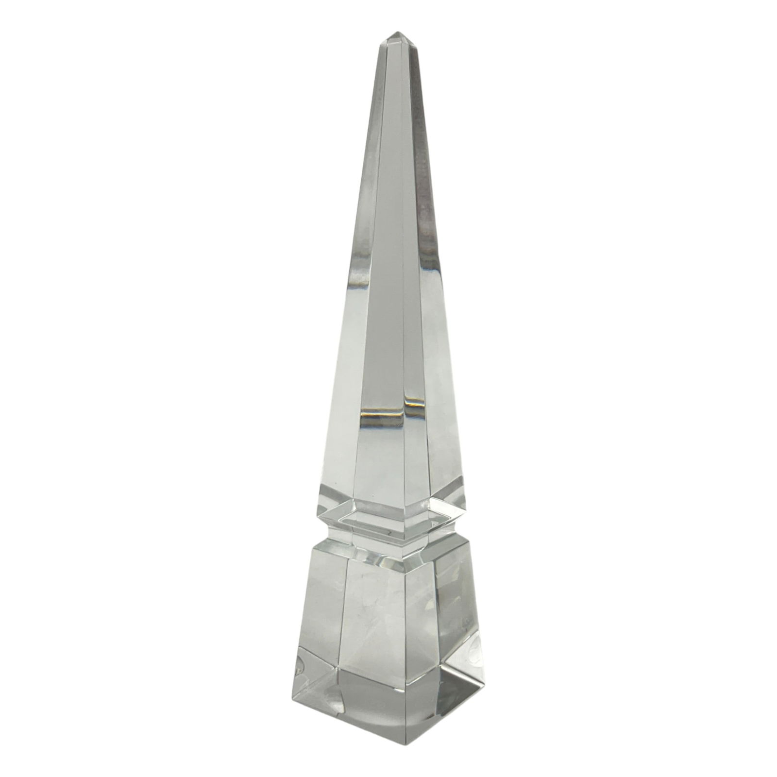Baccarat France Obelisk: BACCARAT France LOUXOR Clear Crystal OBELISK Figure. Approx. 10 Inches tall x 2.25 across, 2 lbs.